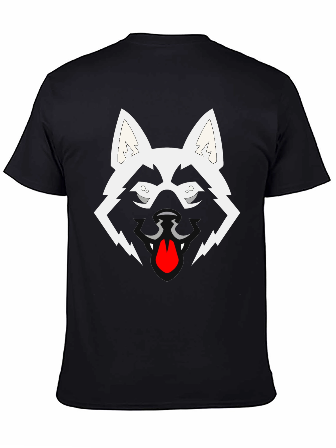 Cool Graphic Wolf Face Black T-Shirt