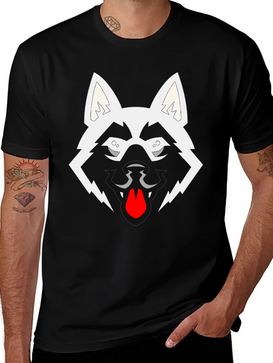 Cool Graphic Wolf Face Black T-Shirt