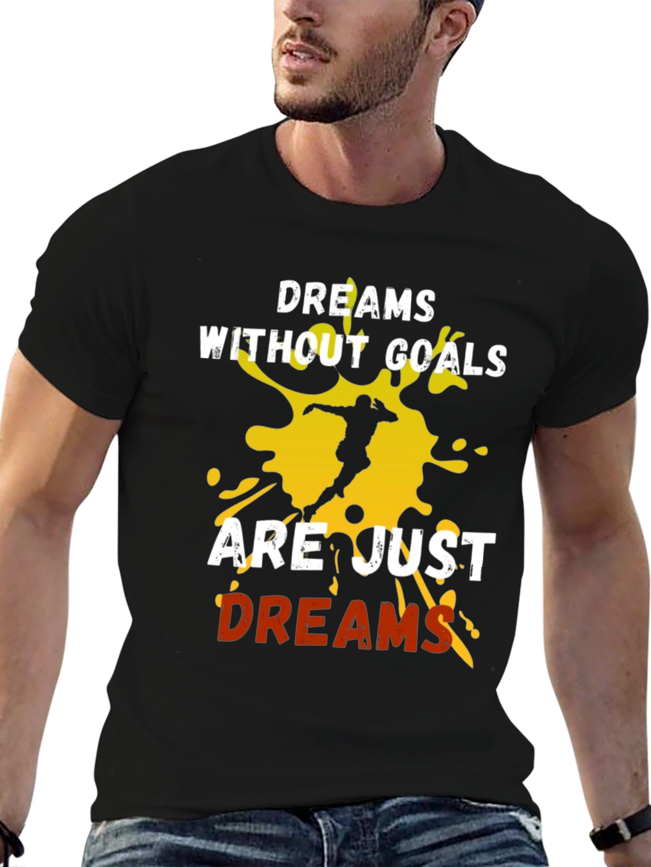 Motivational Dreams & Goals Graphic Tee - Black