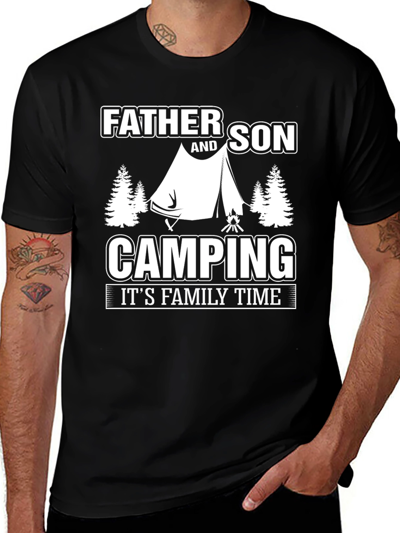 Father and Son Camping T-Shirt - Family Time