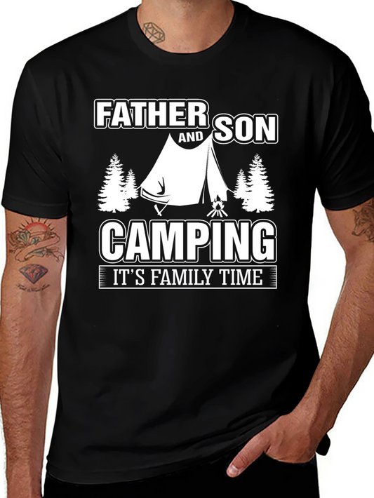 Father and Son Camping T-Shirt - Family Time