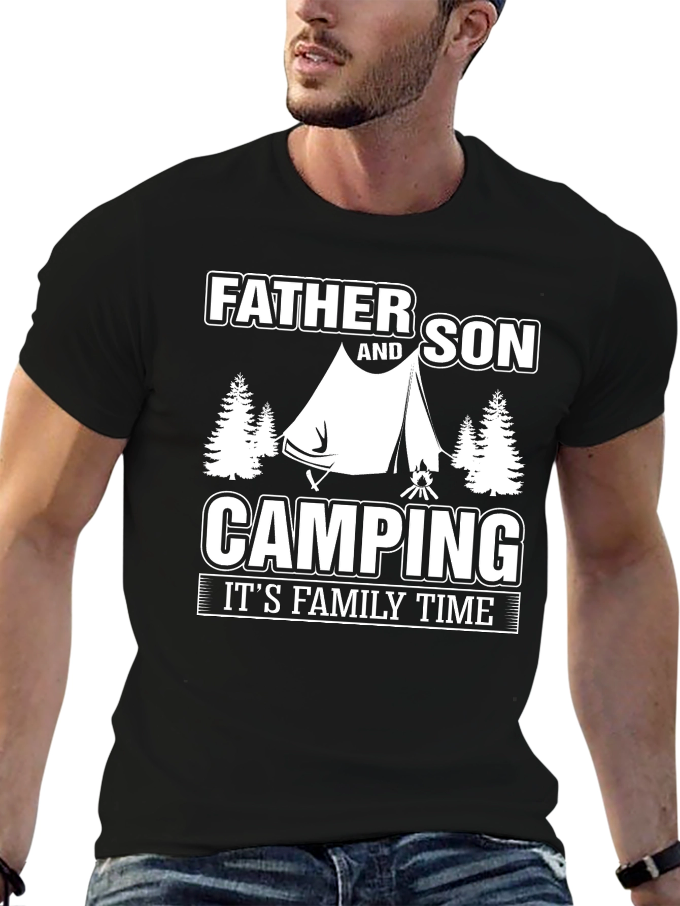 Father and Son Camping T-Shirt - Family Time