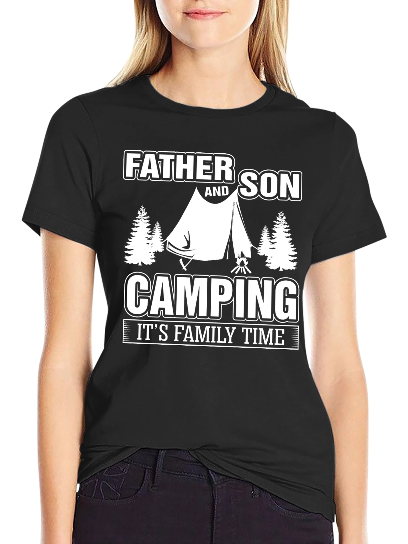 Father and Son Camping T-Shirt - Family Time