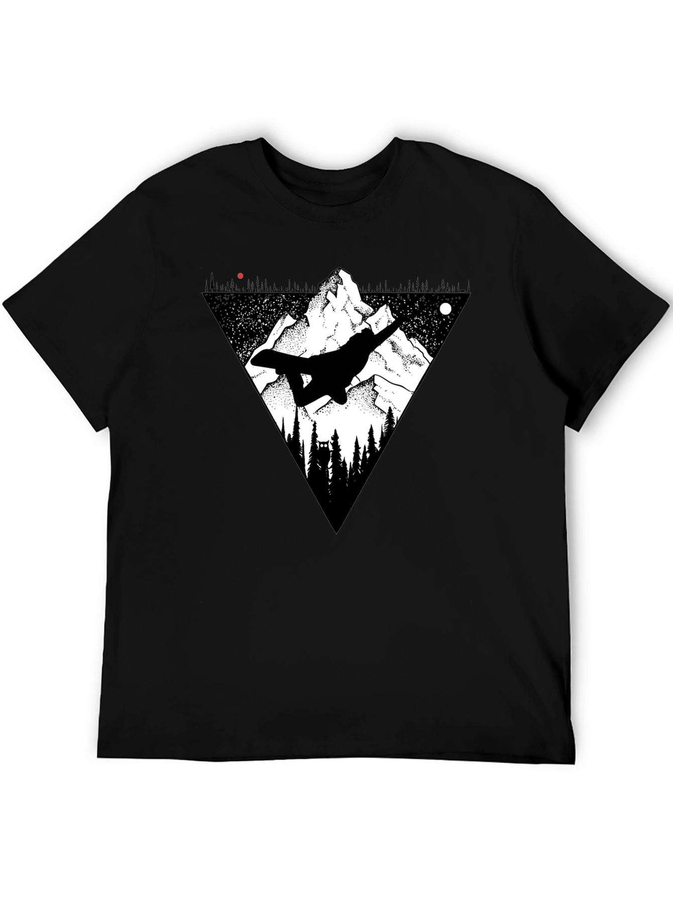 Mountain Snowboarder Graphic Tee - Mens Black T-Shirt