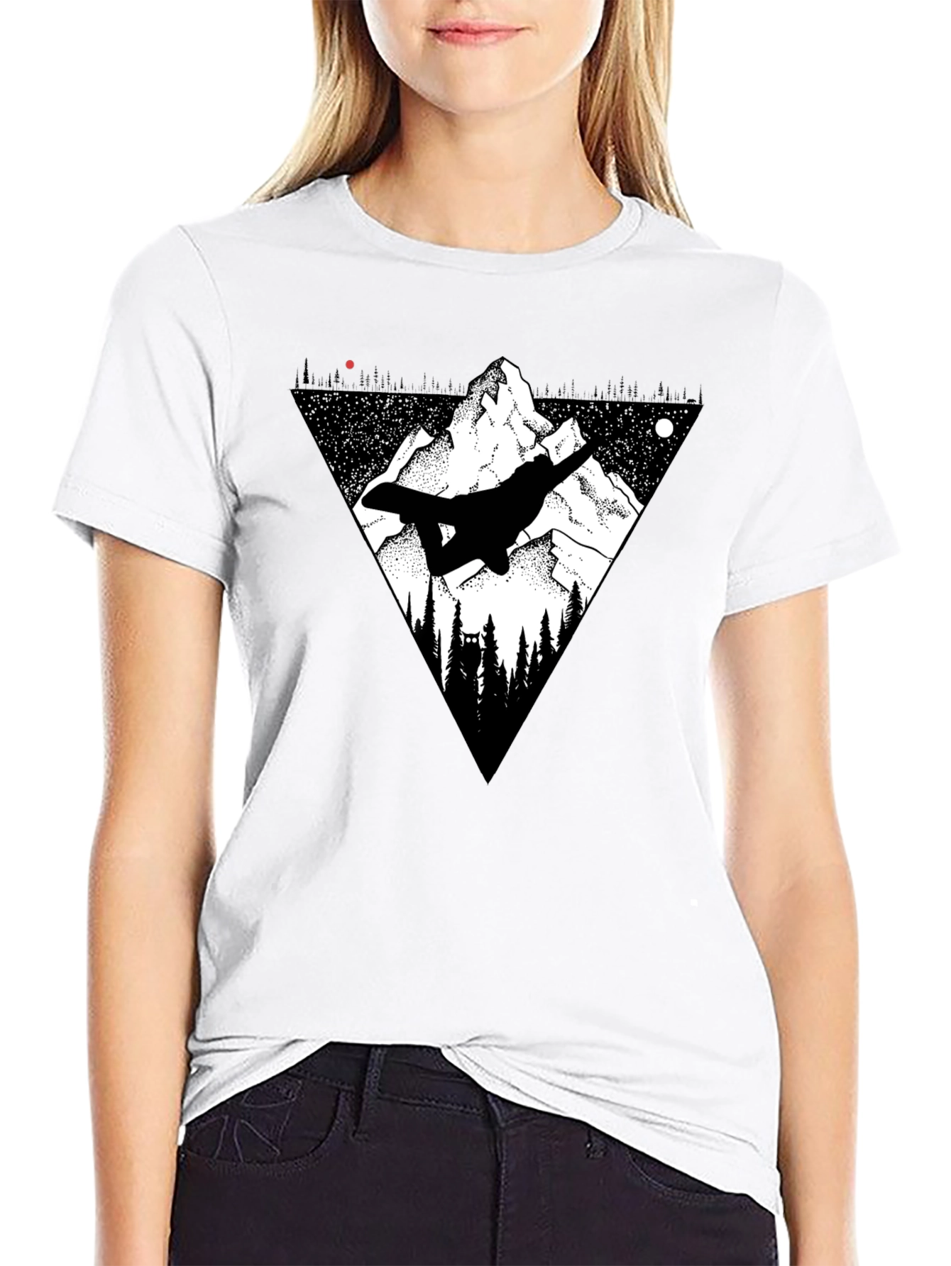 Mountain Snowboarder Graphic Tee - Mens Black T-Shirt