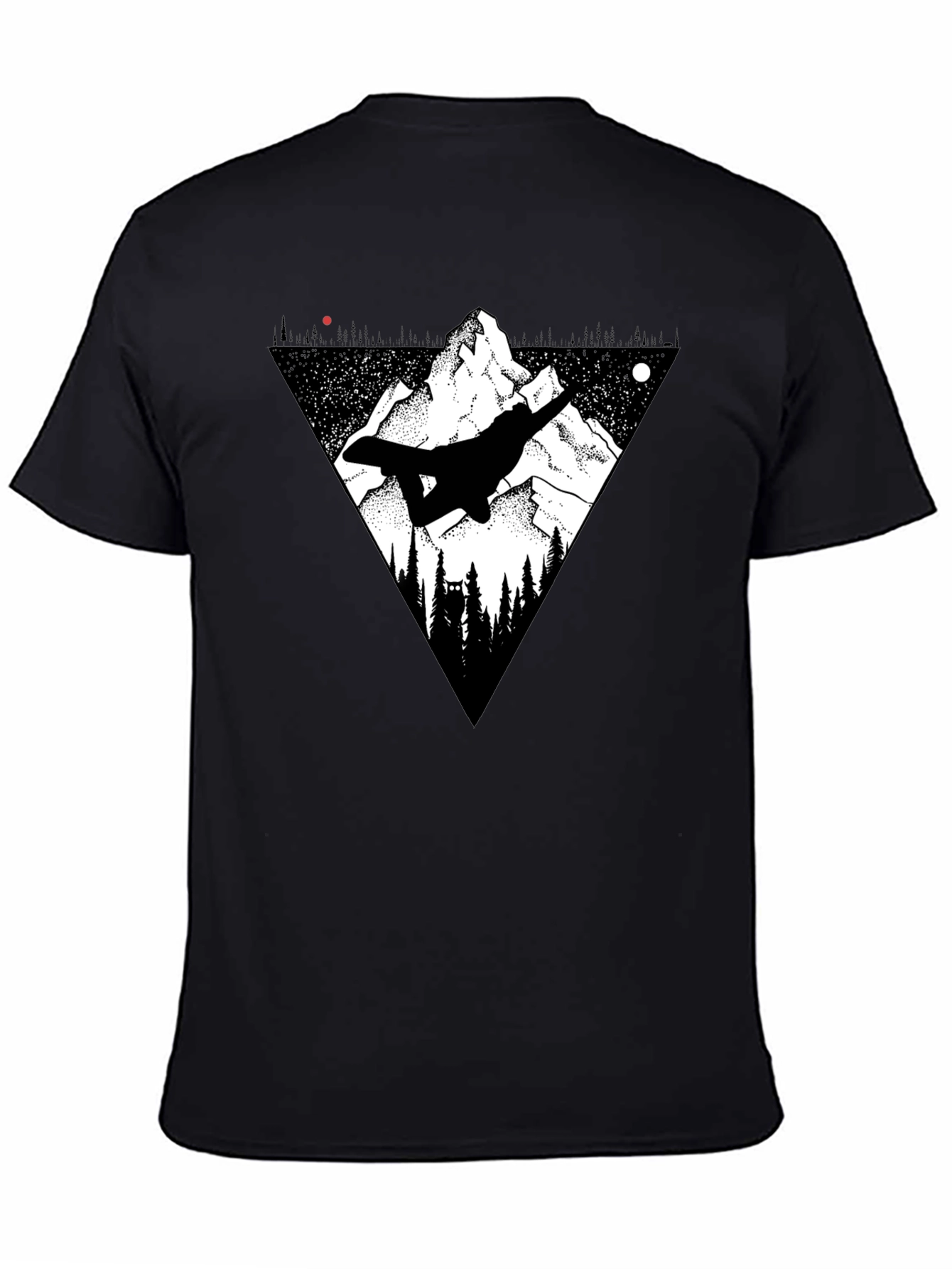 Mountain Snowboarder Graphic Tee - Mens Black T-Shirt