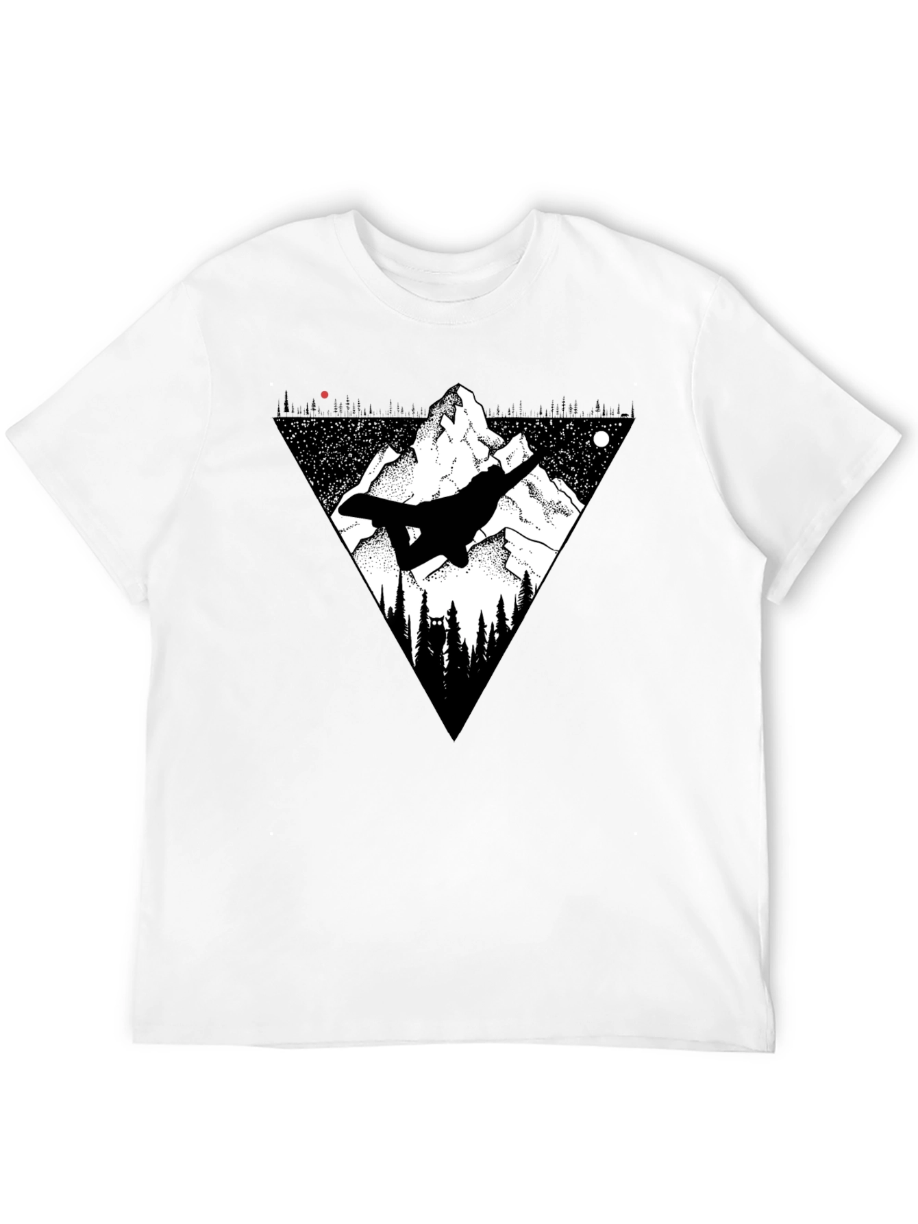 Mountain Snowboarder Graphic Tee - Mens Black T-Shirt
