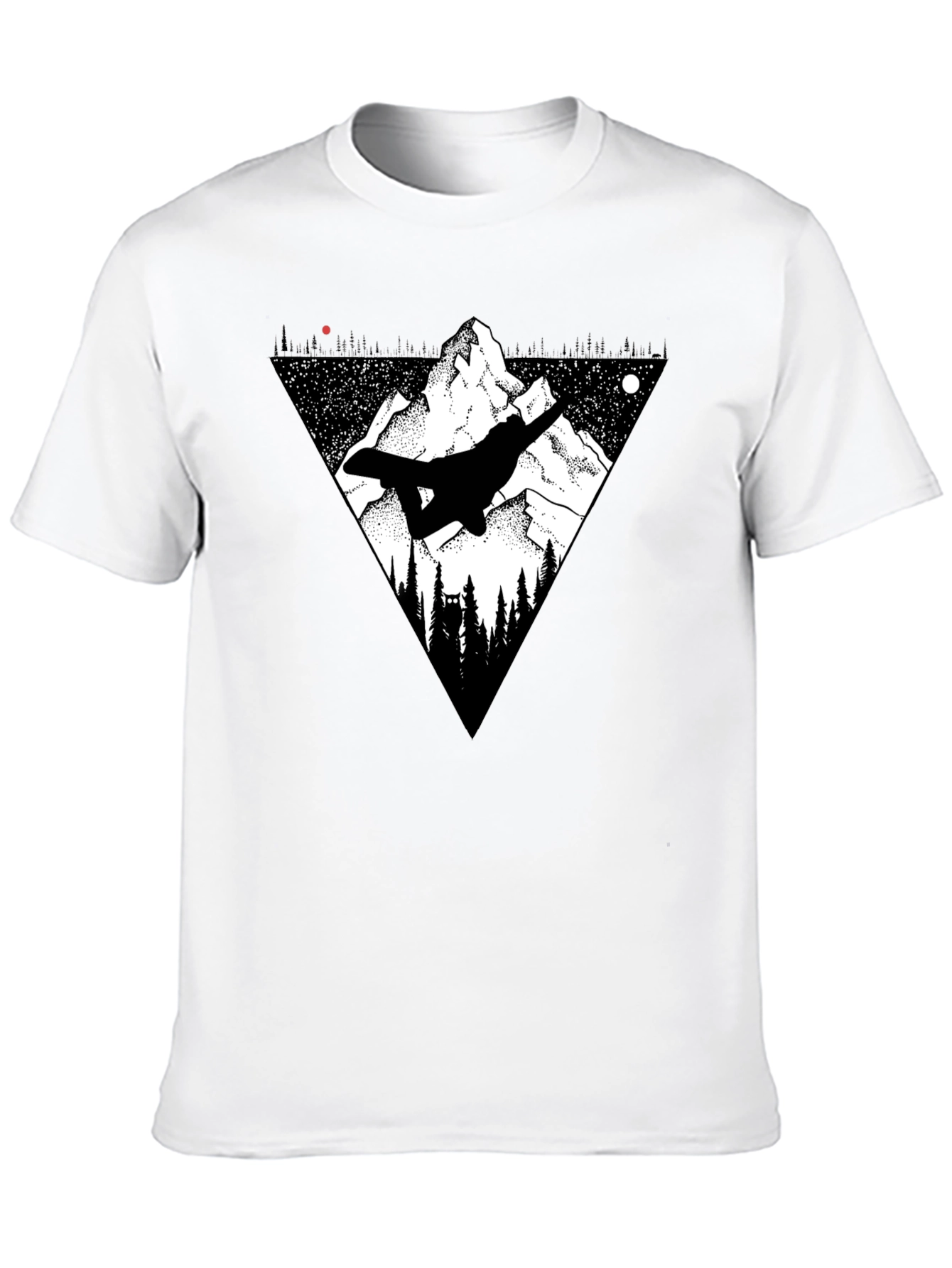Mountain Snowboarder Graphic Tee - Mens Black T-Shirt