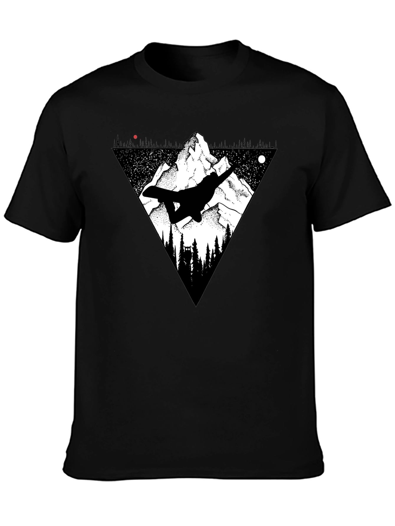 Mountain Snowboarder Graphic Tee - Mens Black T-Shirt