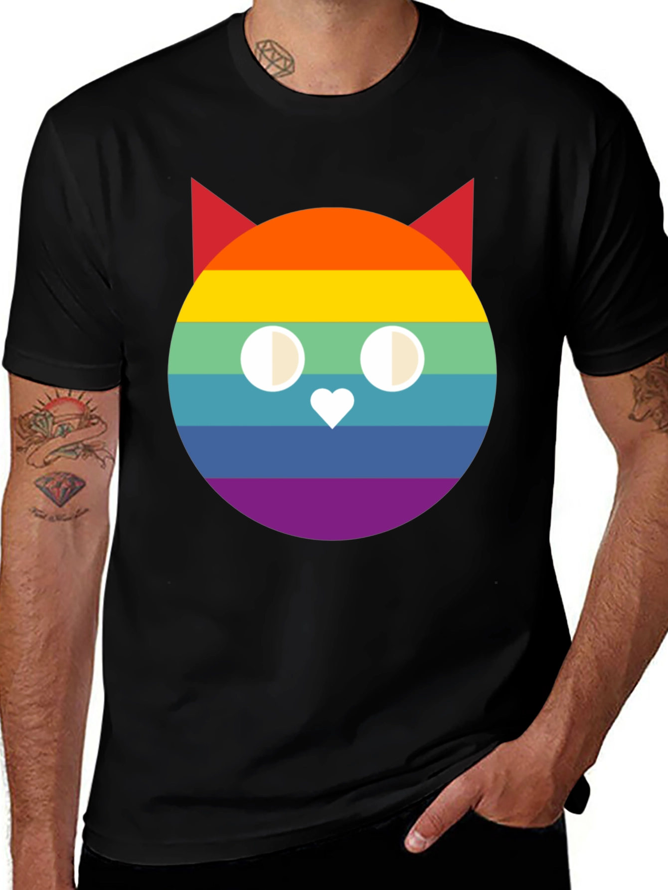Rainbow Cat Graphic T-Shirt