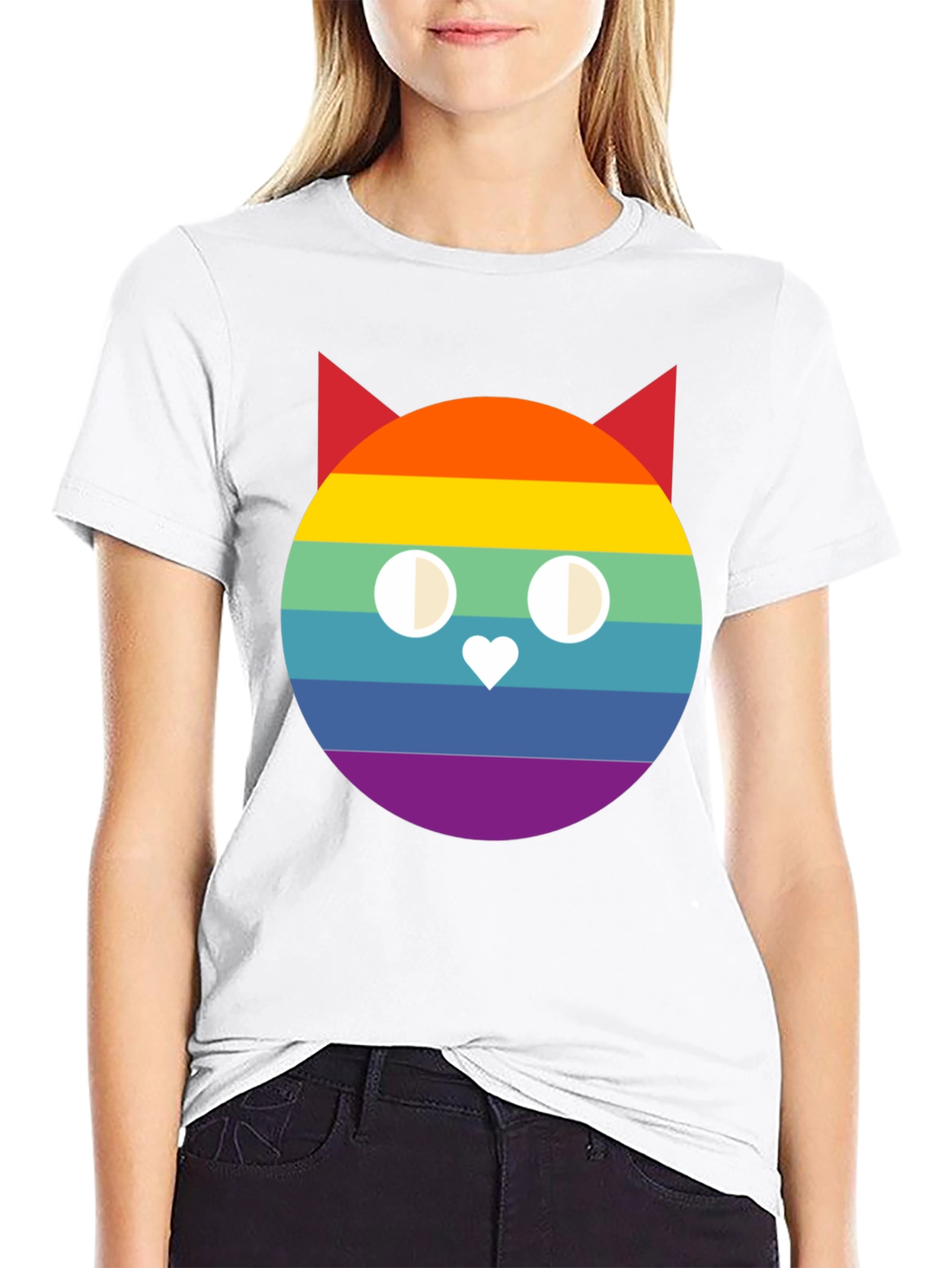 Rainbow Cat Graphic T-Shirt