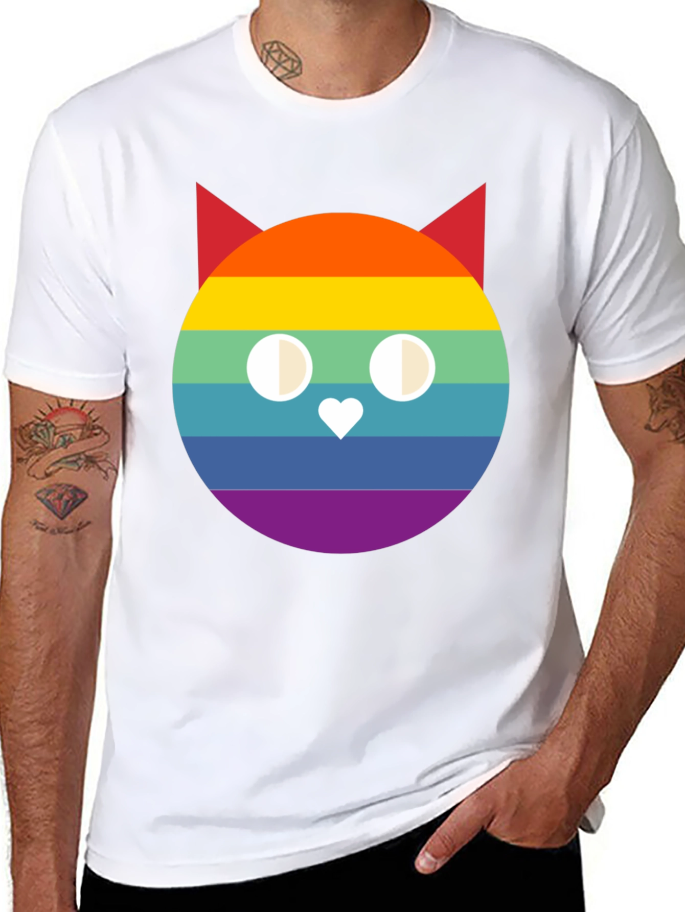 Rainbow Cat Graphic T-Shirt