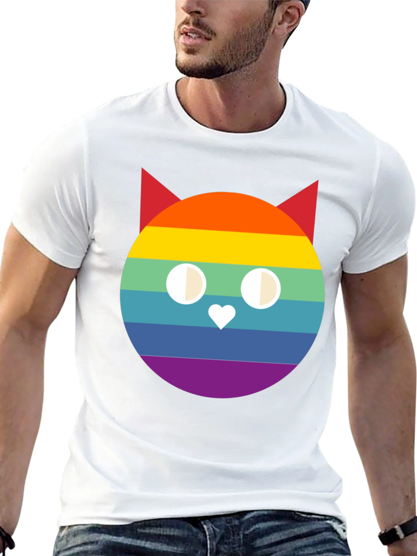 Rainbow Cat Graphic T-Shirt