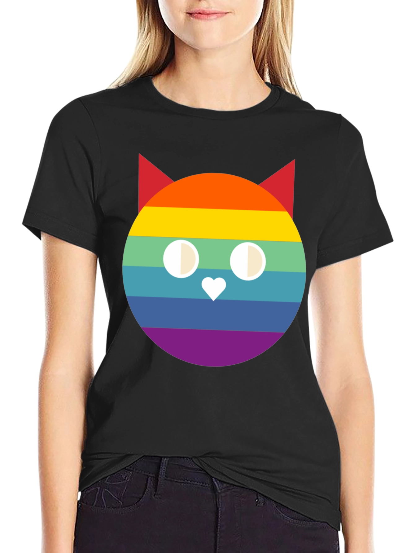 Rainbow Cat Graphic T-Shirt