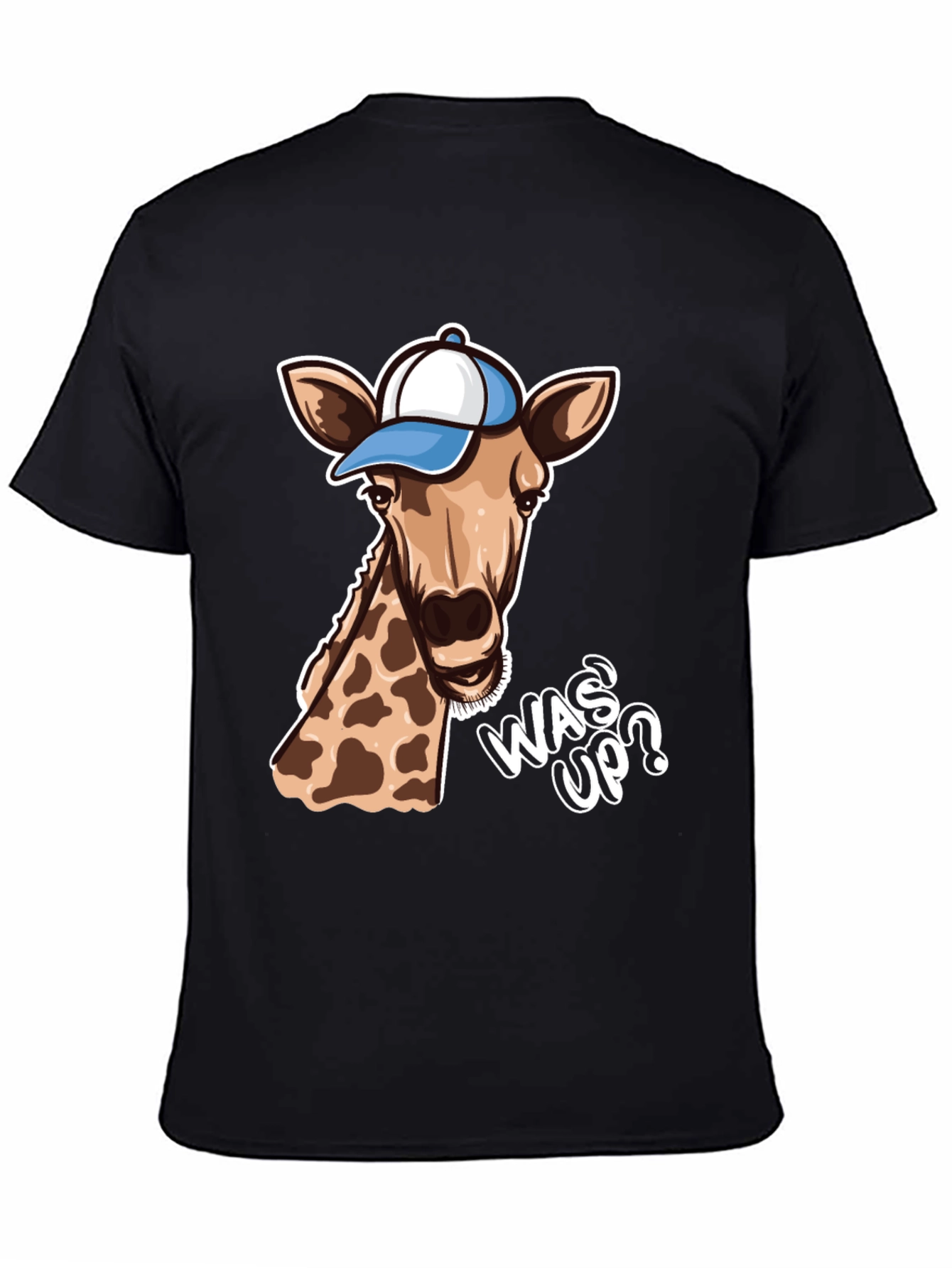 Cool Giraffe T-Shirt: Was Up? Black Tee