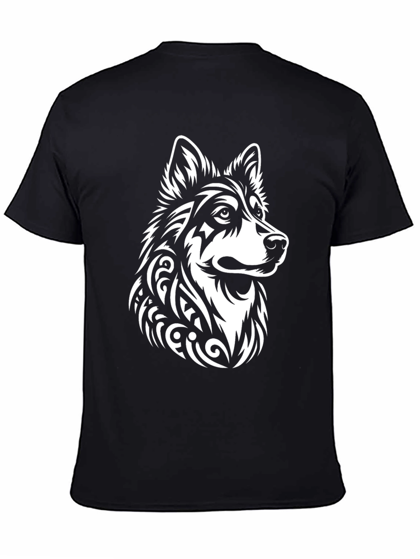 Tribal Wolf Graphic Black Tee