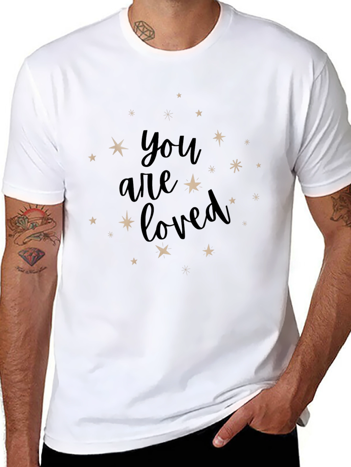 You Are Loved Starry Graphic Black Tee