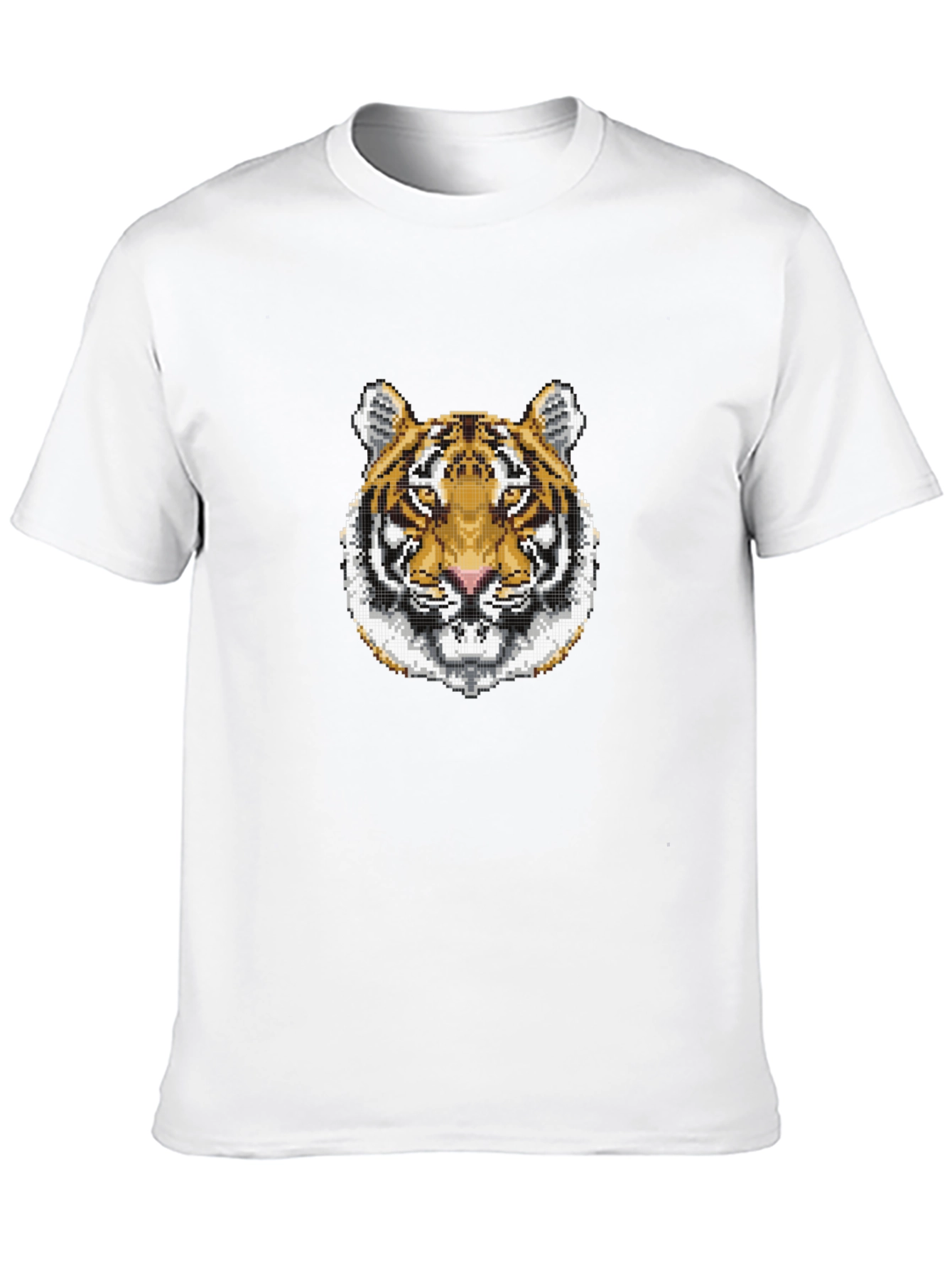 Pixelated Tiger Graphic Tee - Black Cotton Shirt