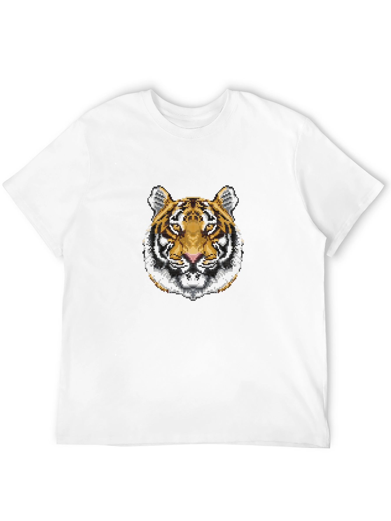 Pixelated Tiger Graphic Tee - Black Cotton Shirt