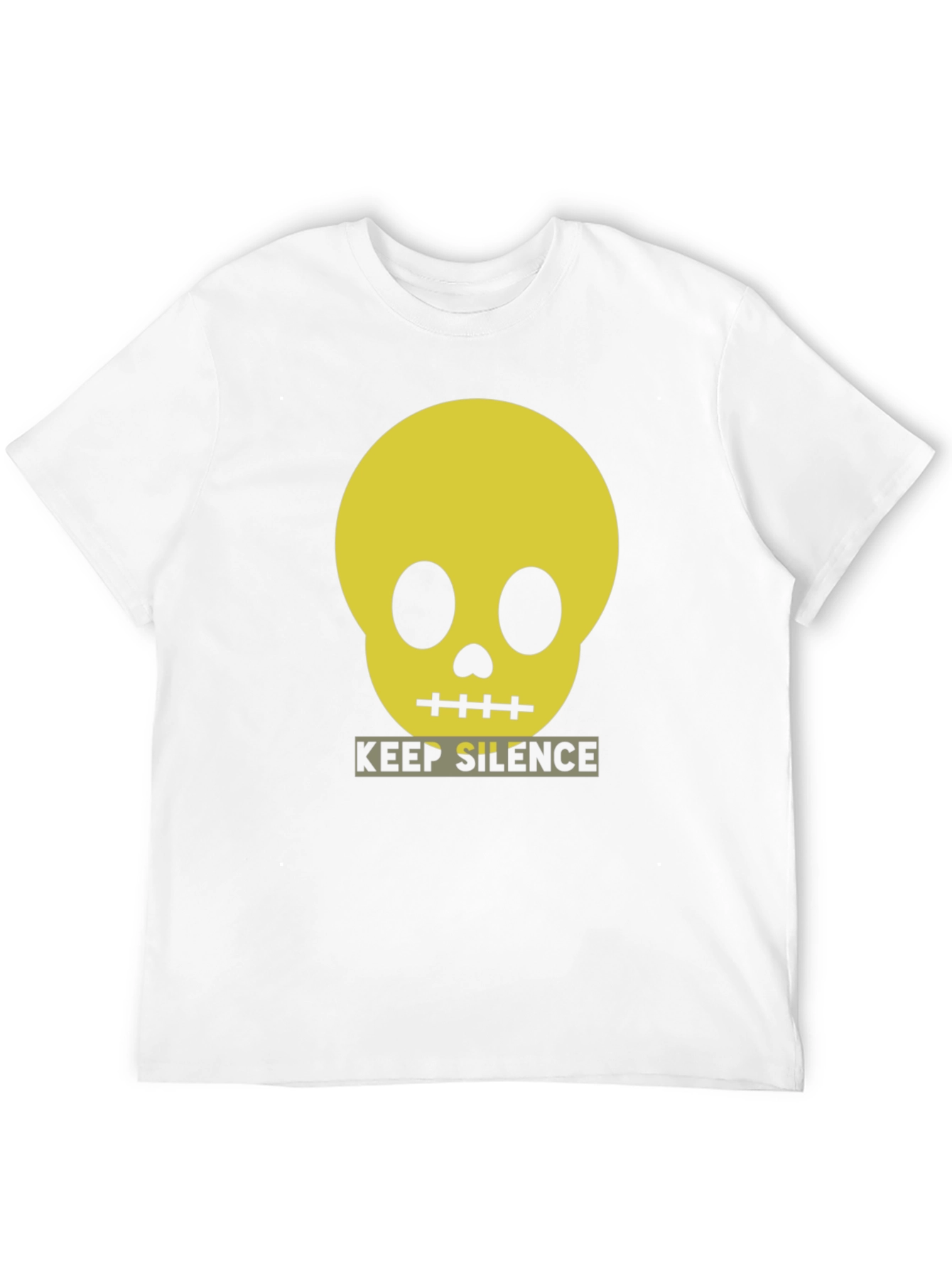 Keep Silence Skull Graphic Tee - Modern Black T-Shirt
