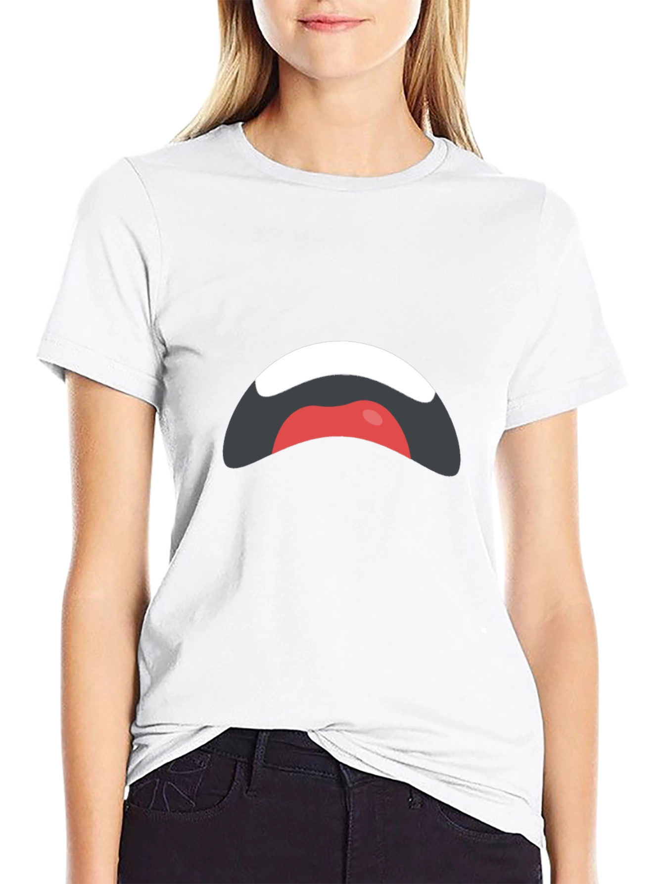 Sad Mouth Graphic Black T-Shirt