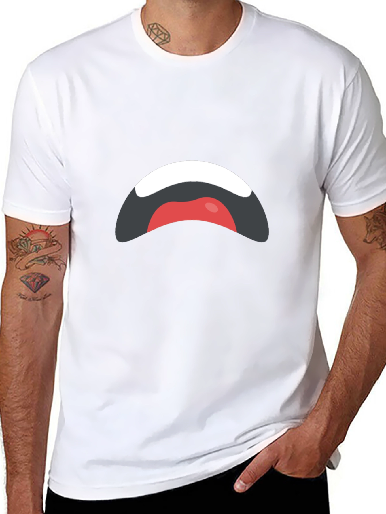 Sad Mouth Graphic Black T-Shirt