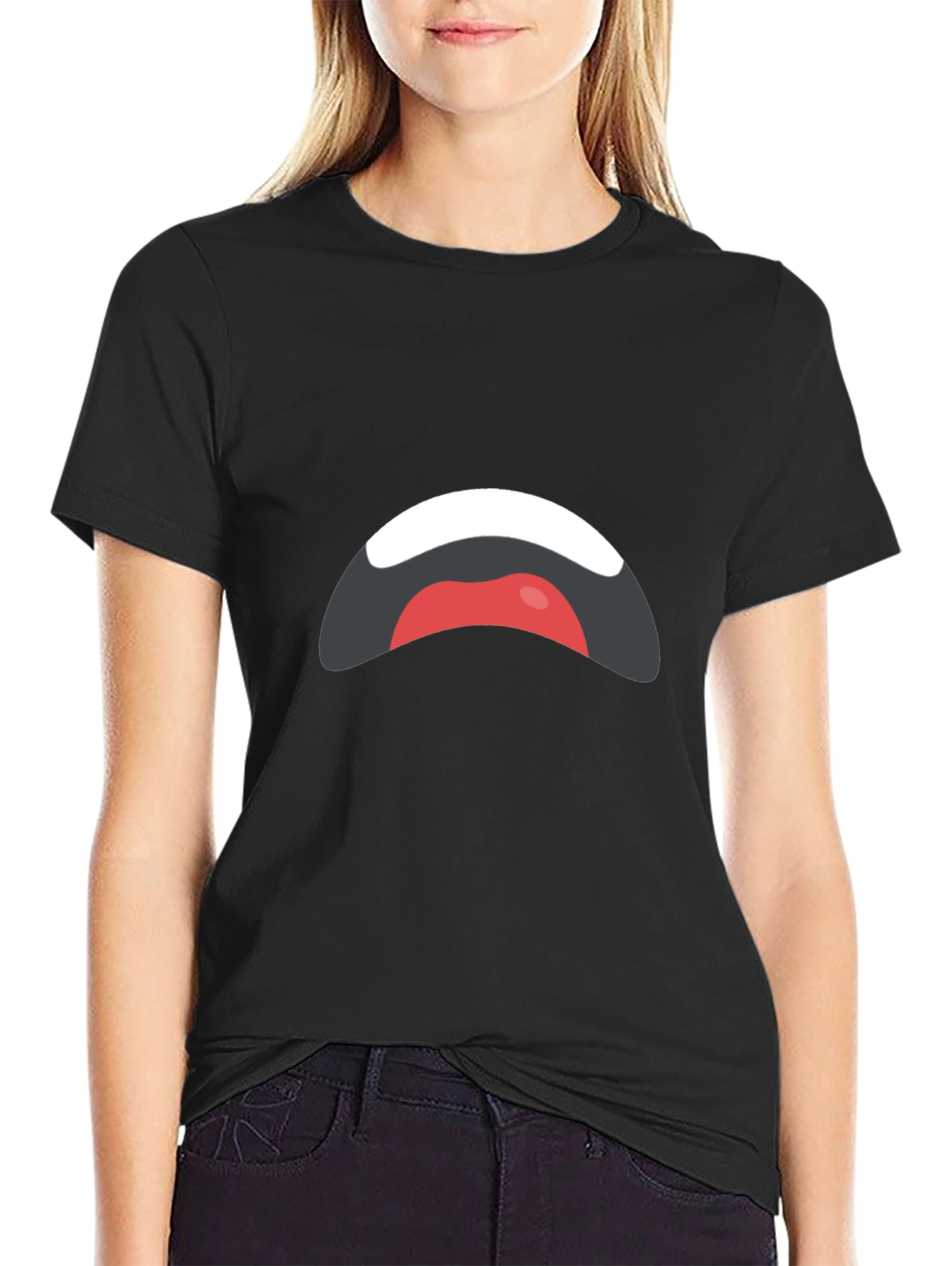 Sad Mouth Graphic Black T-Shirt