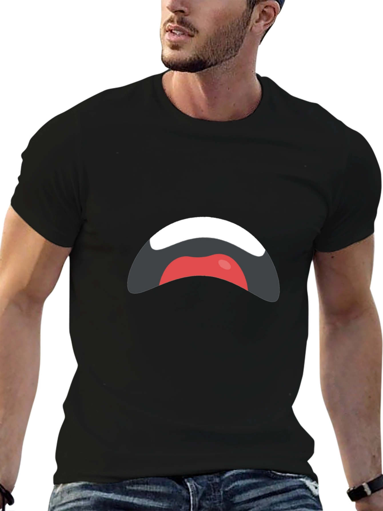 Sad Mouth Graphic Black T-Shirt