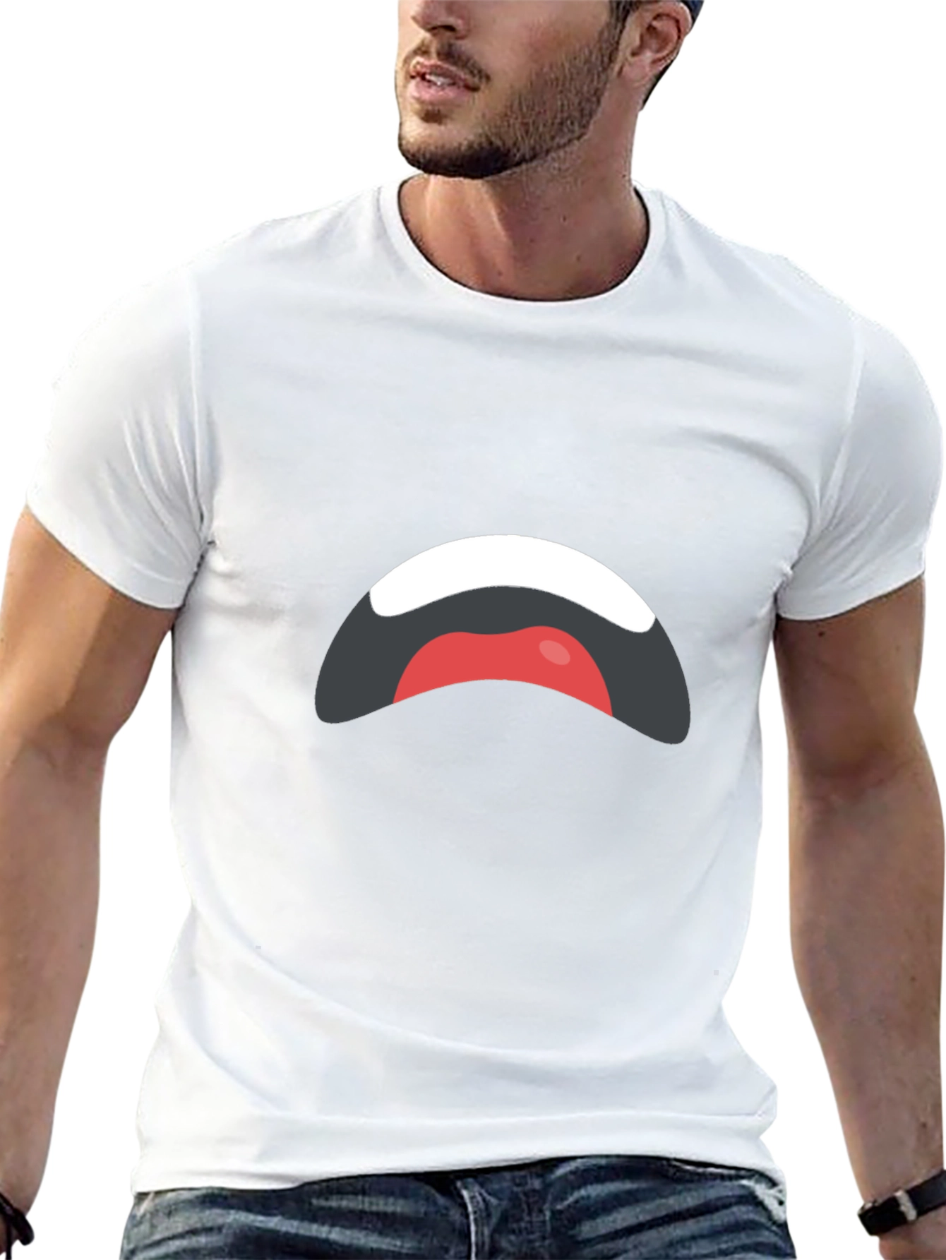 Sad Mouth Graphic Black T-Shirt