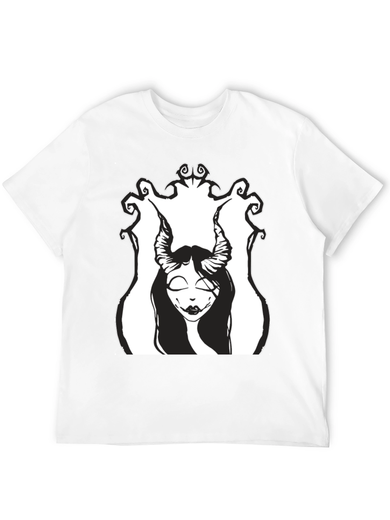 Black T-Shirt with Devilish Woman Graphic