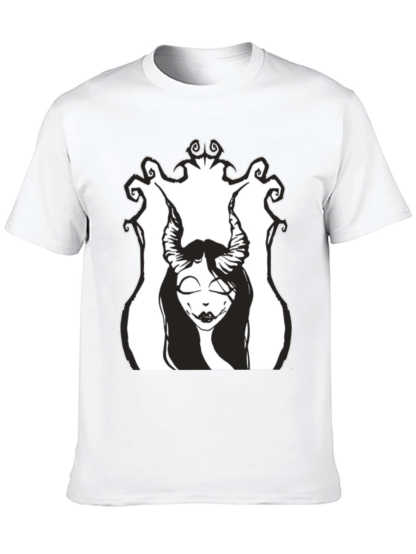 Black T-Shirt with Devilish Woman Graphic