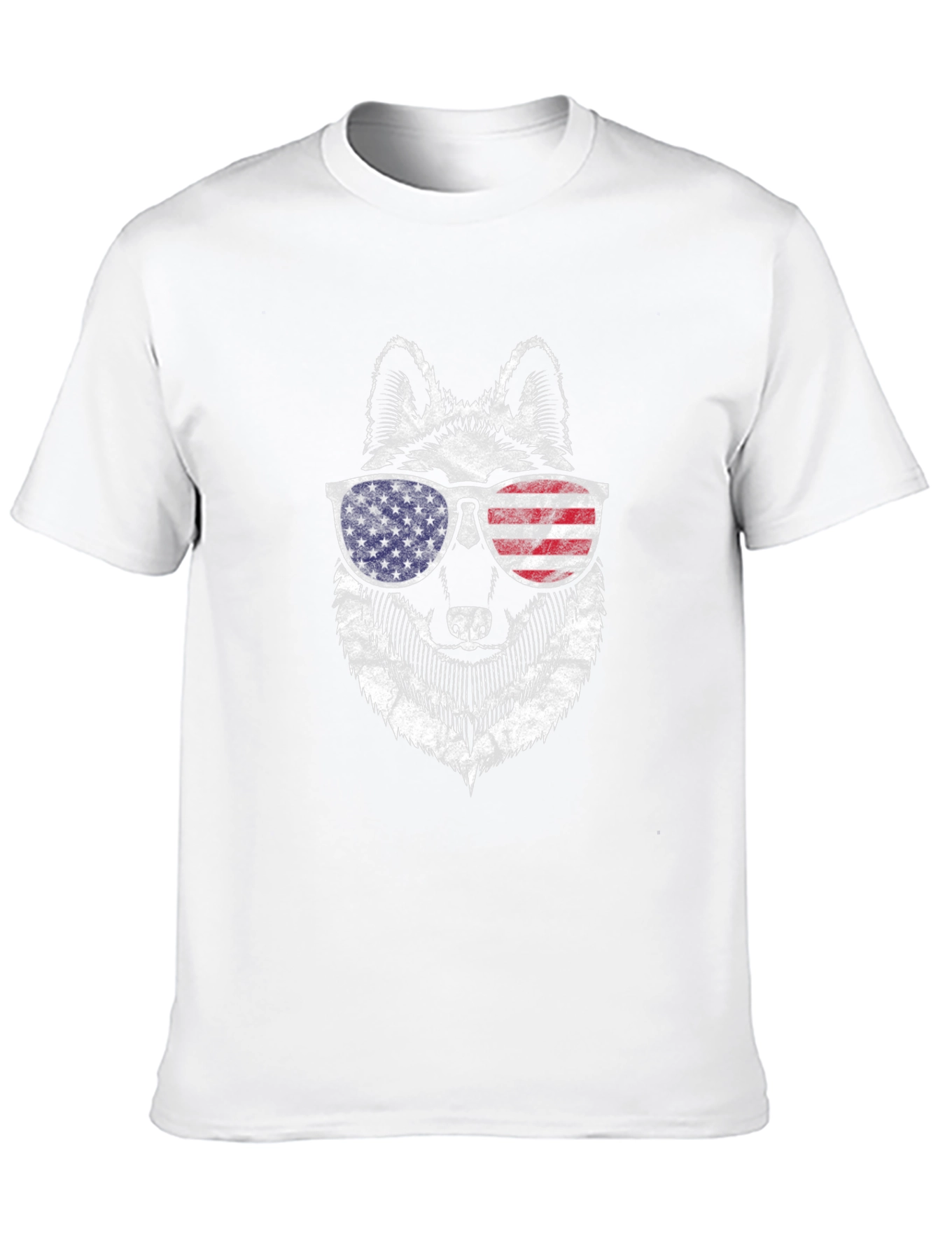 Patriotic Wolf Graphic Tee - USA Flag Sunglasses