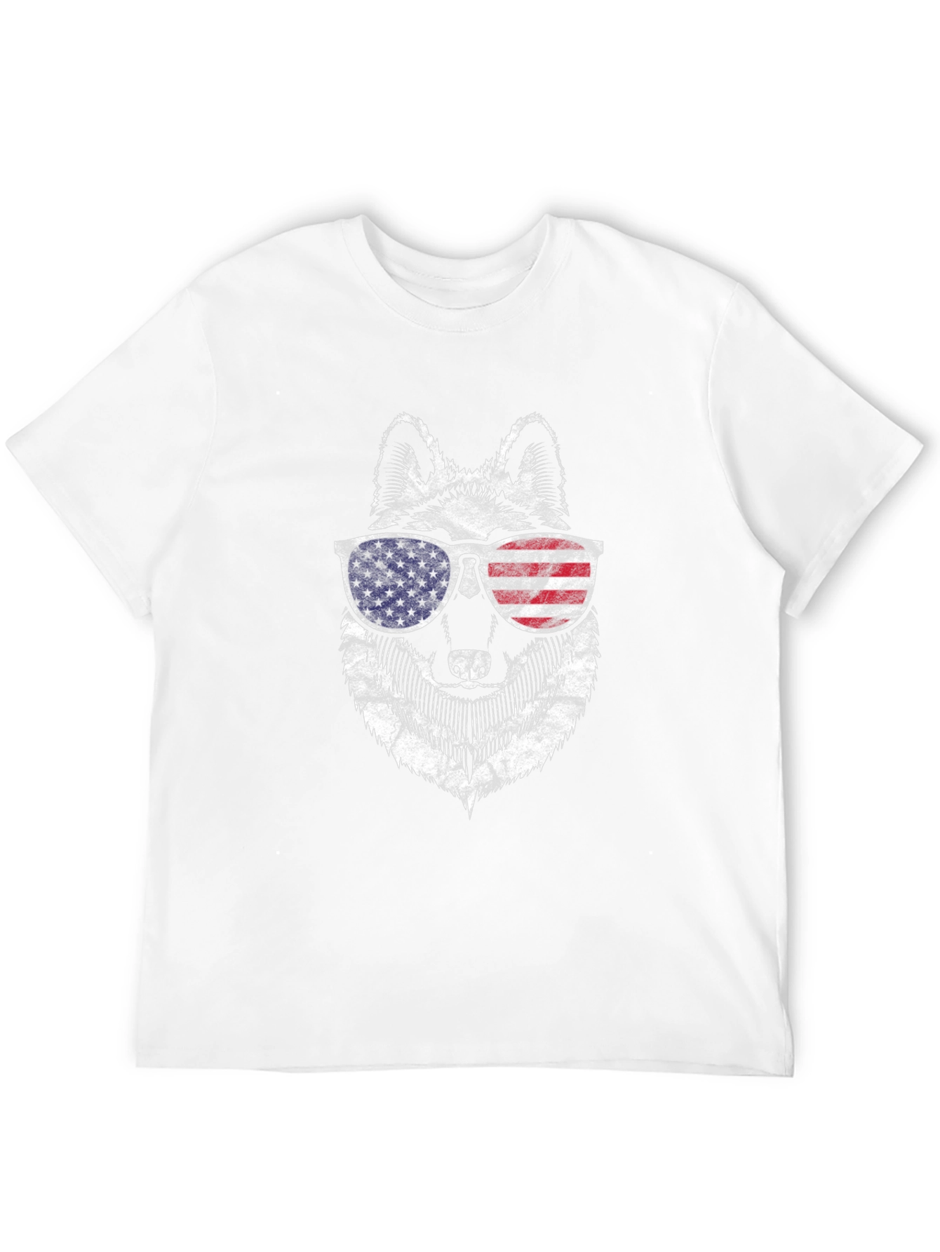 Patriotic Wolf Graphic Tee - USA Flag Sunglasses