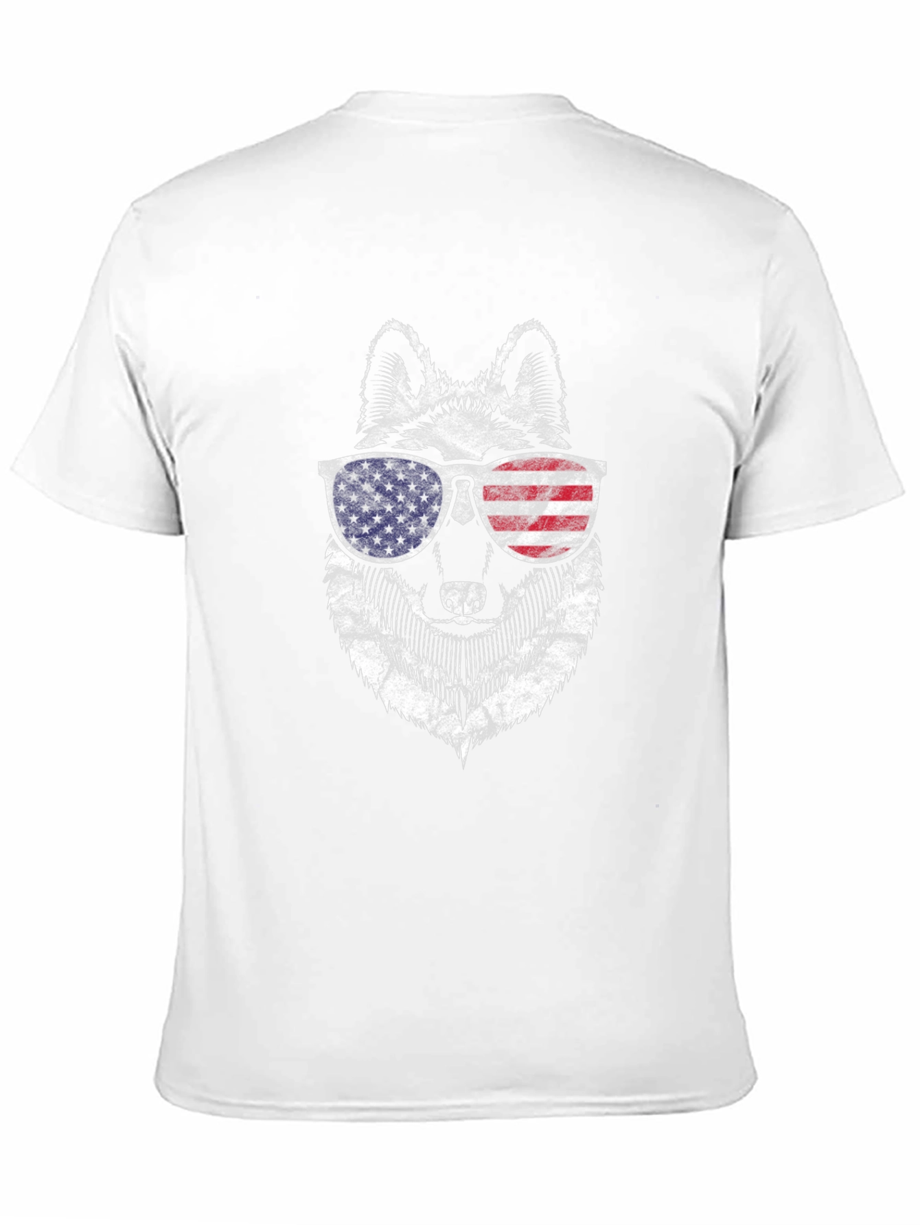 Patriotic Wolf Graphic Tee - USA Flag Sunglasses