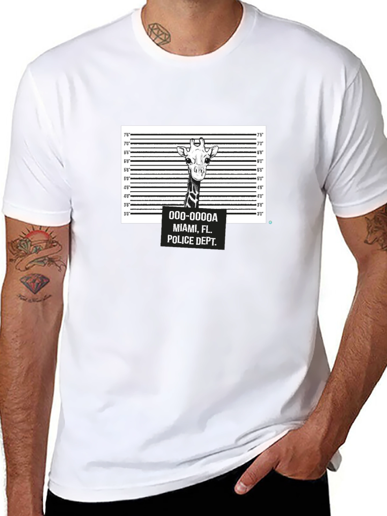 Giraffe Mugshot T-Shirt - Funny Animal Tee