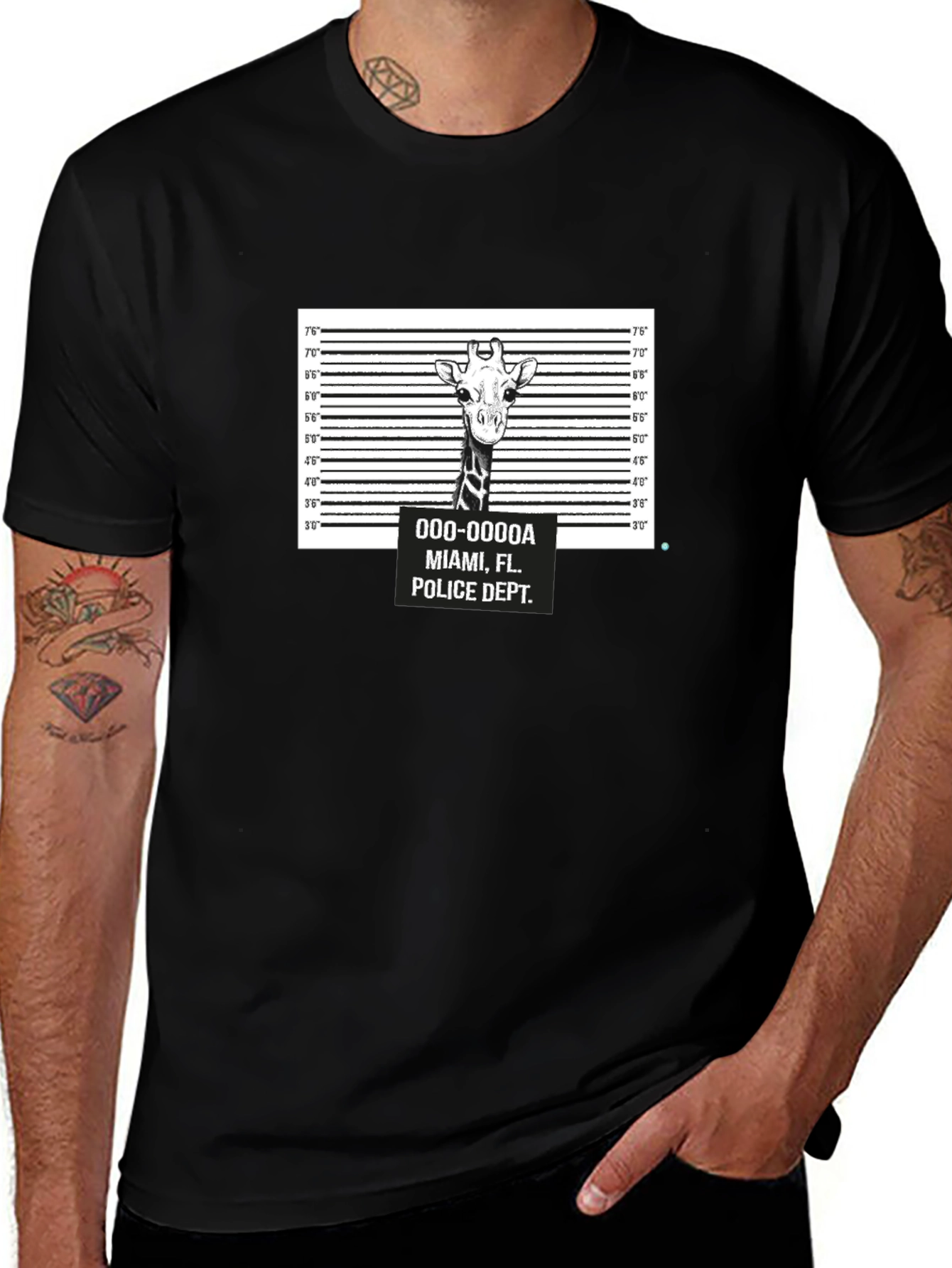 Giraffe Mugshot T-Shirt - Funny Animal Tee