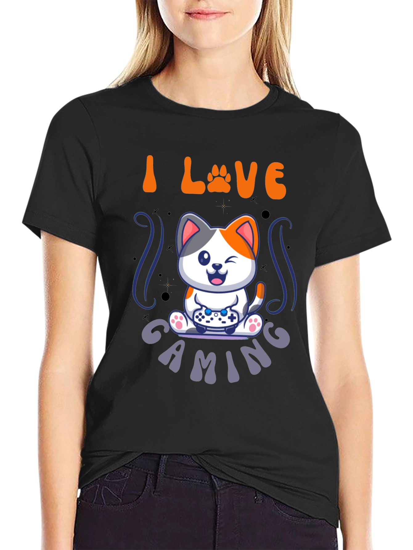 I Love Gaming Cat T-Shirt - Gamer Tee