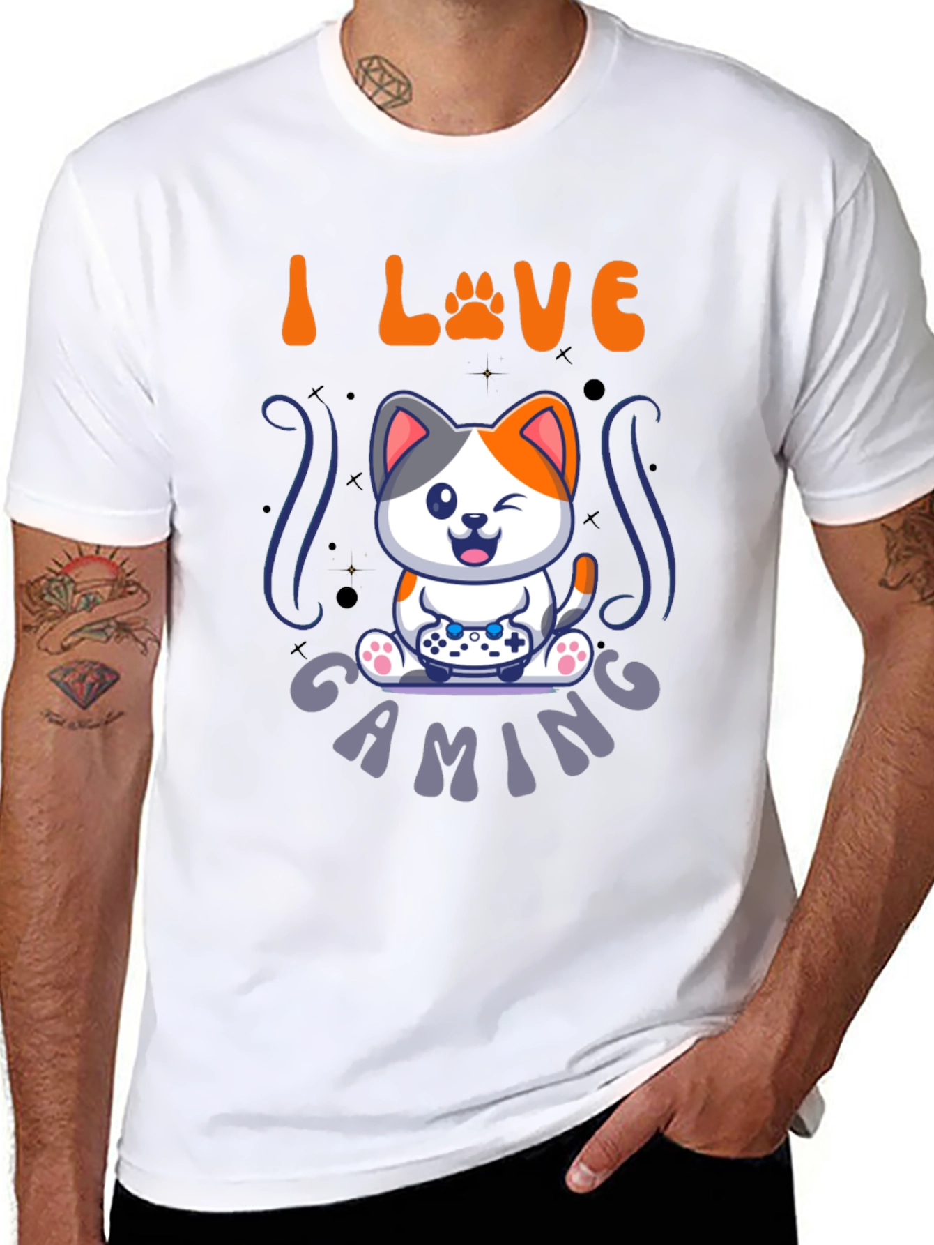 I Love Gaming Cat T-Shirt - Gamer Tee