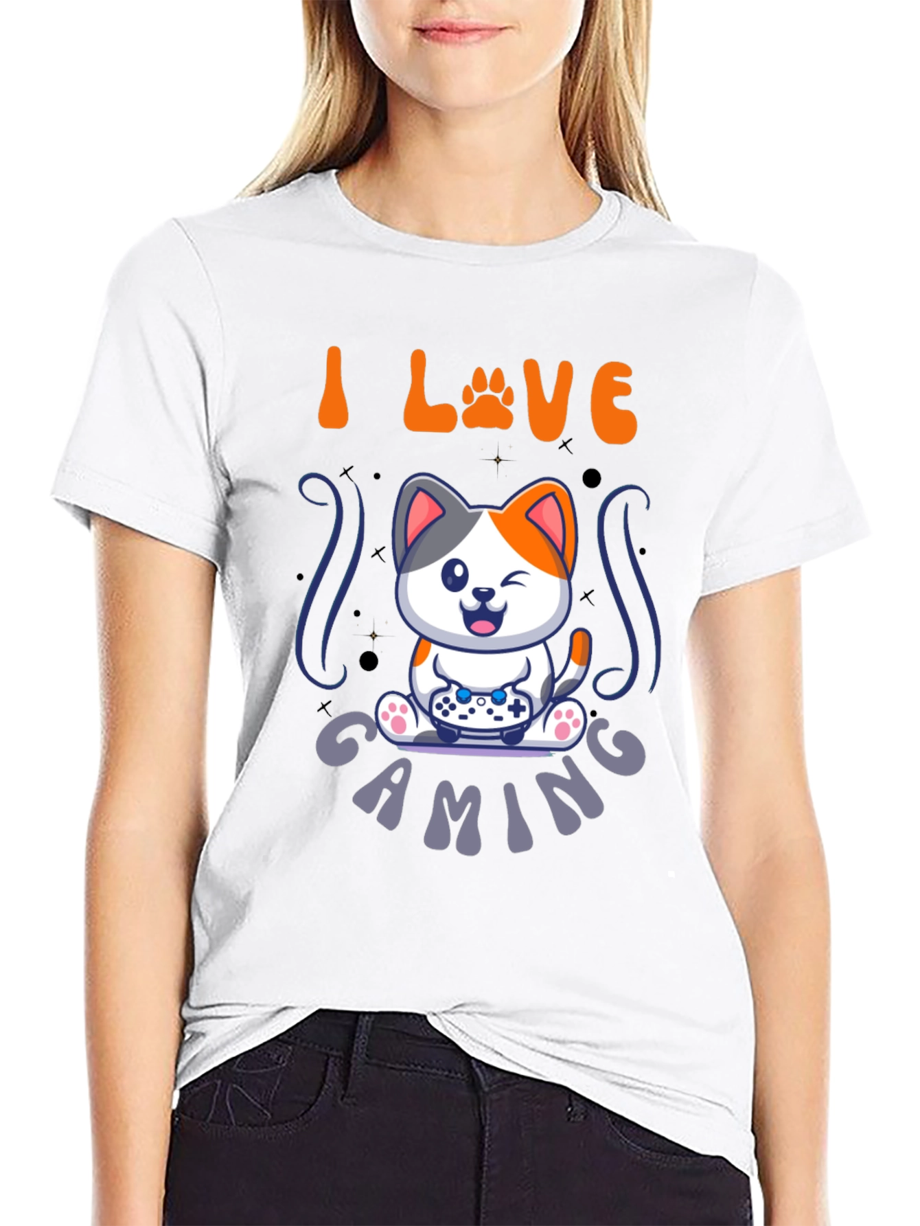 I Love Gaming Cat T-Shirt - Gamer Tee