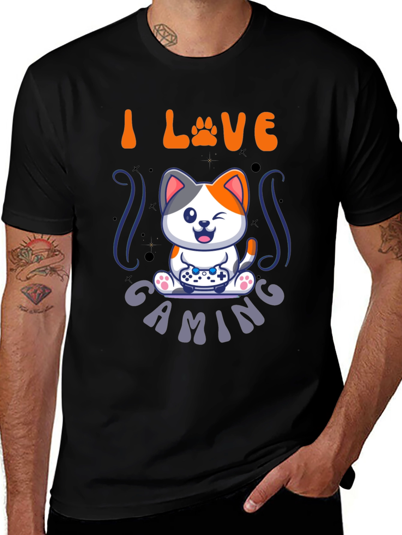 I Love Gaming Cat T-Shirt - Gamer Tee