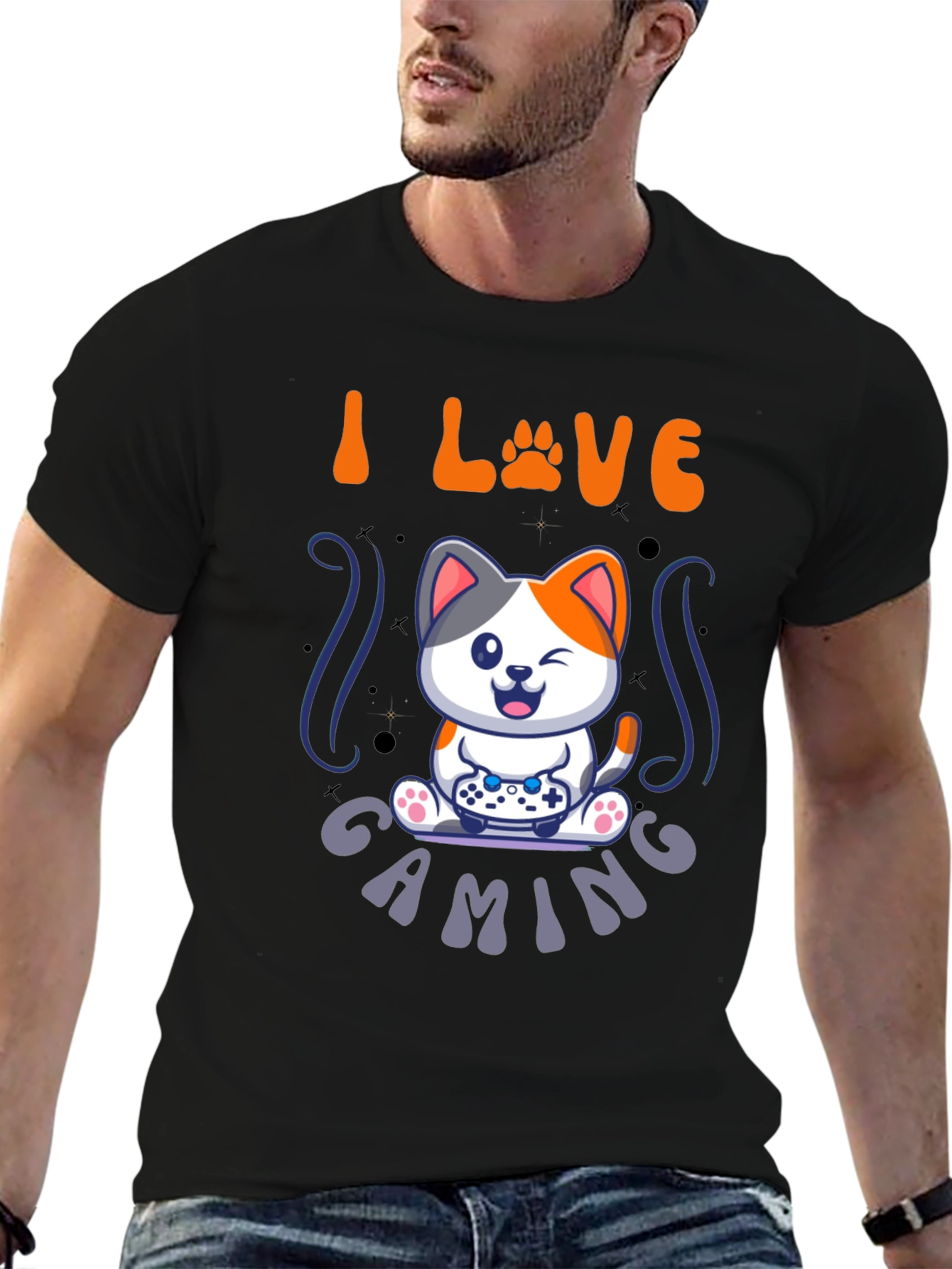 I Love Gaming Cat T-Shirt - Gamer Tee