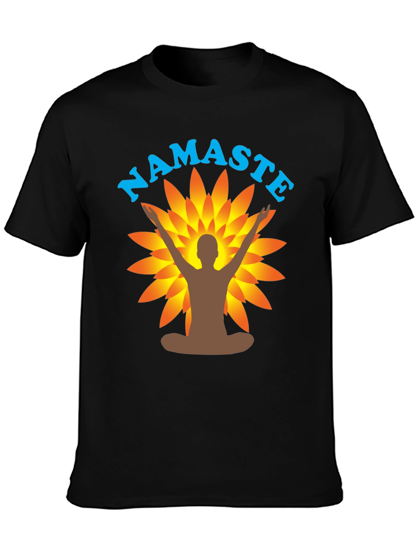 Namaste Yoga T-Shirt - Black Meditating Man