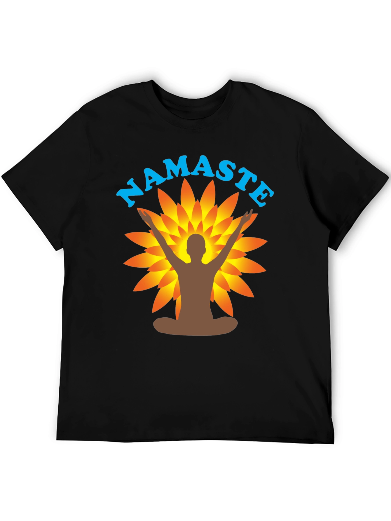 Namaste Yoga T-Shirt - Black Meditating Man