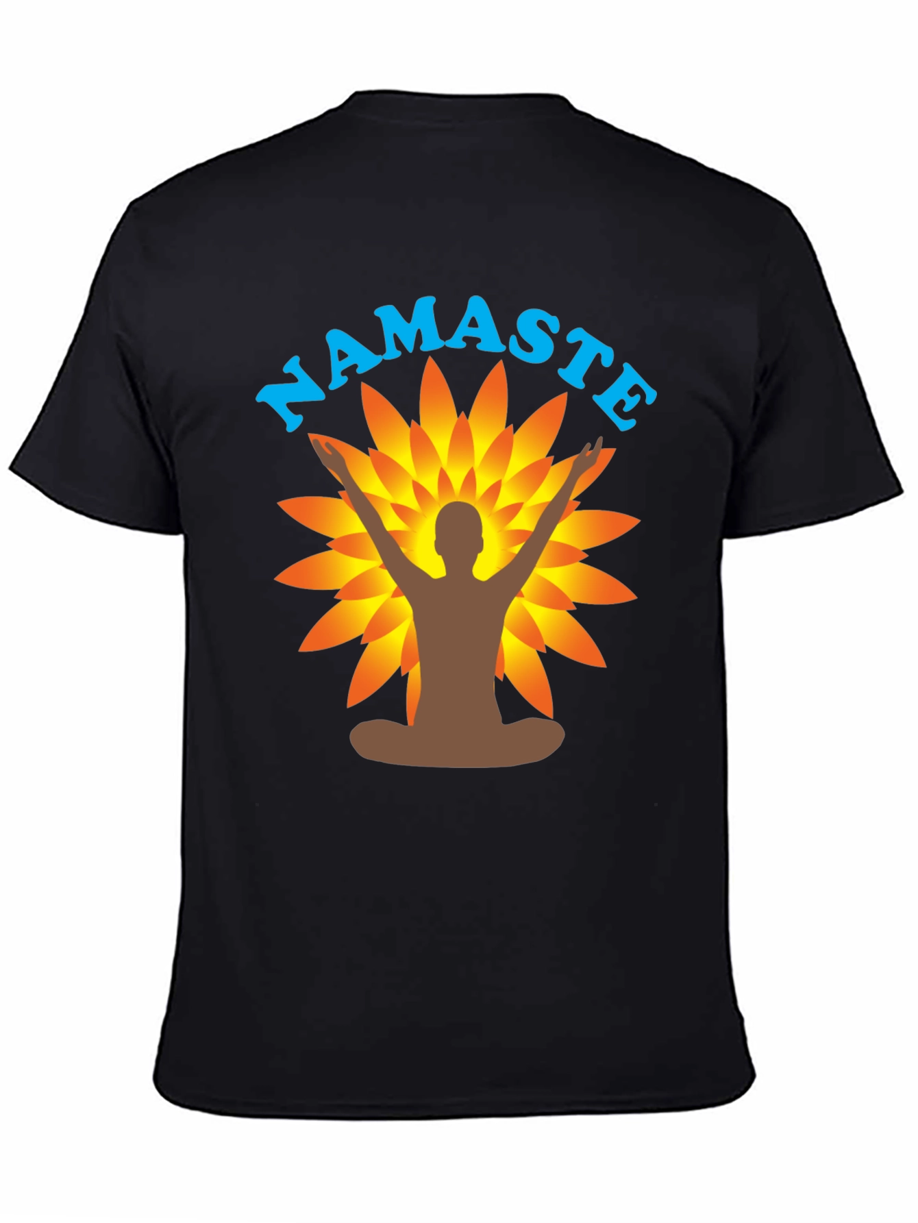 Namaste Yoga T-Shirt - Black Meditating Man