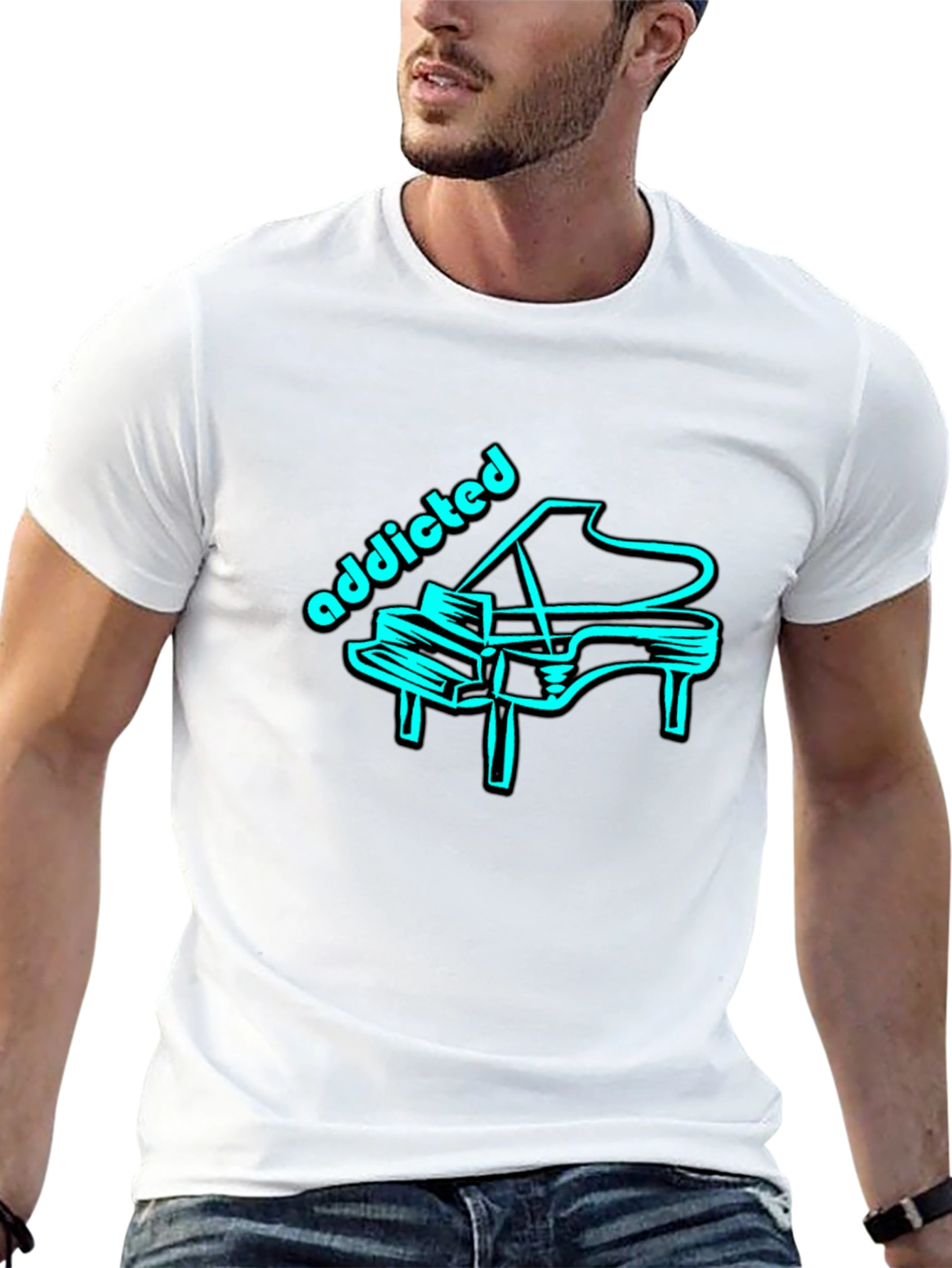 Addicted Piano Tee - Cool Graphic T-Shirt