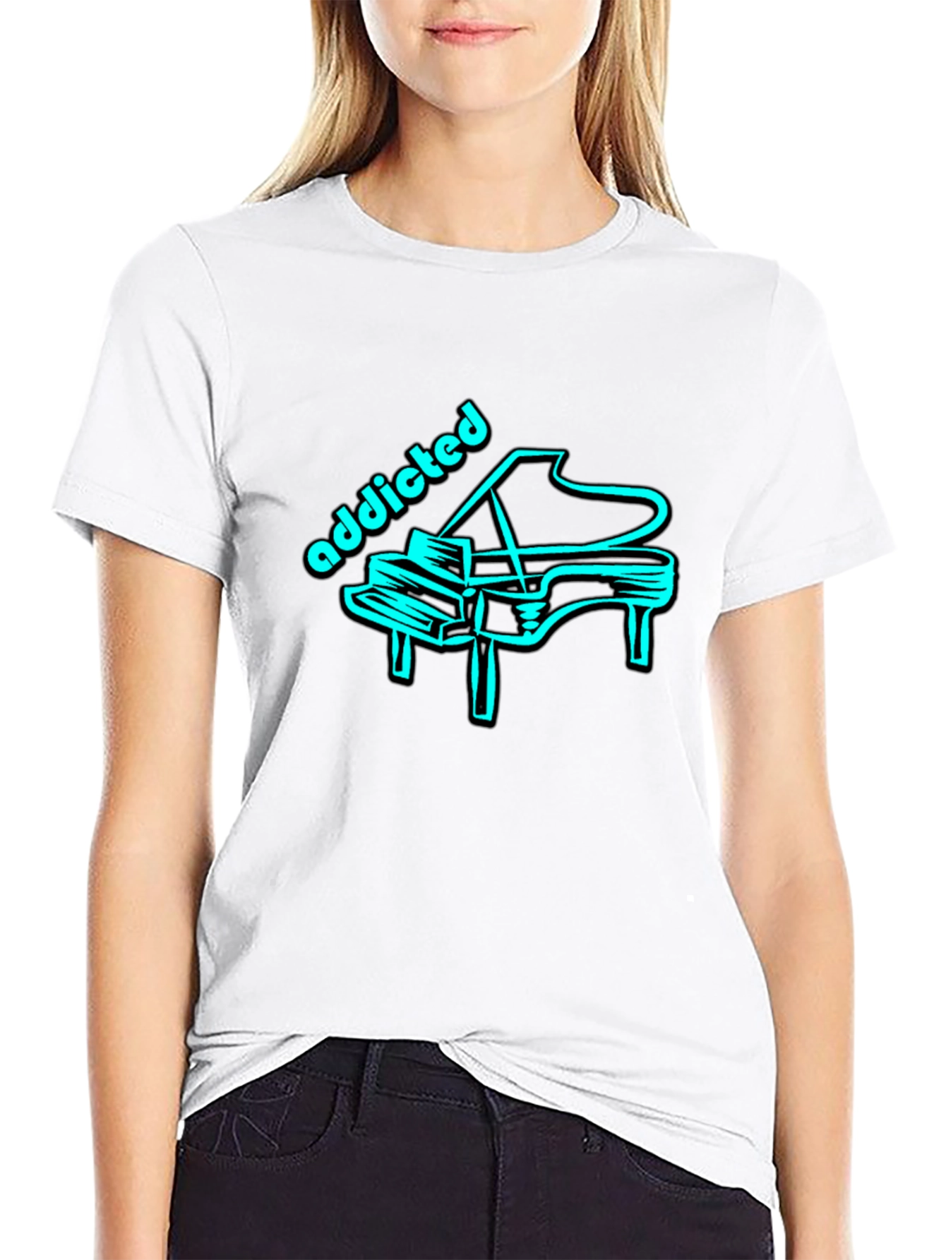 Addicted Piano Tee - Cool Graphic T-Shirt