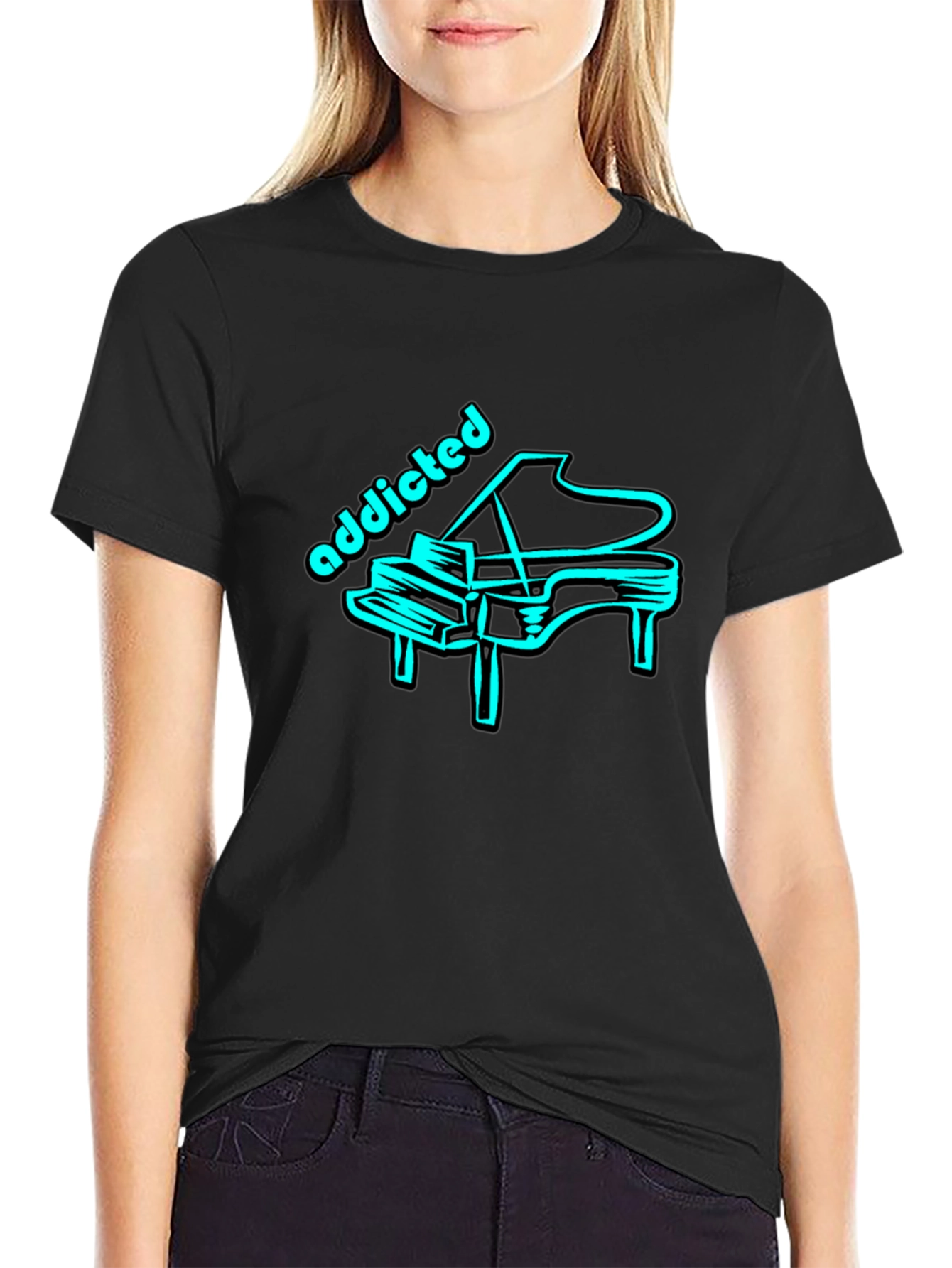 Addicted Piano Tee - Cool Graphic T-Shirt