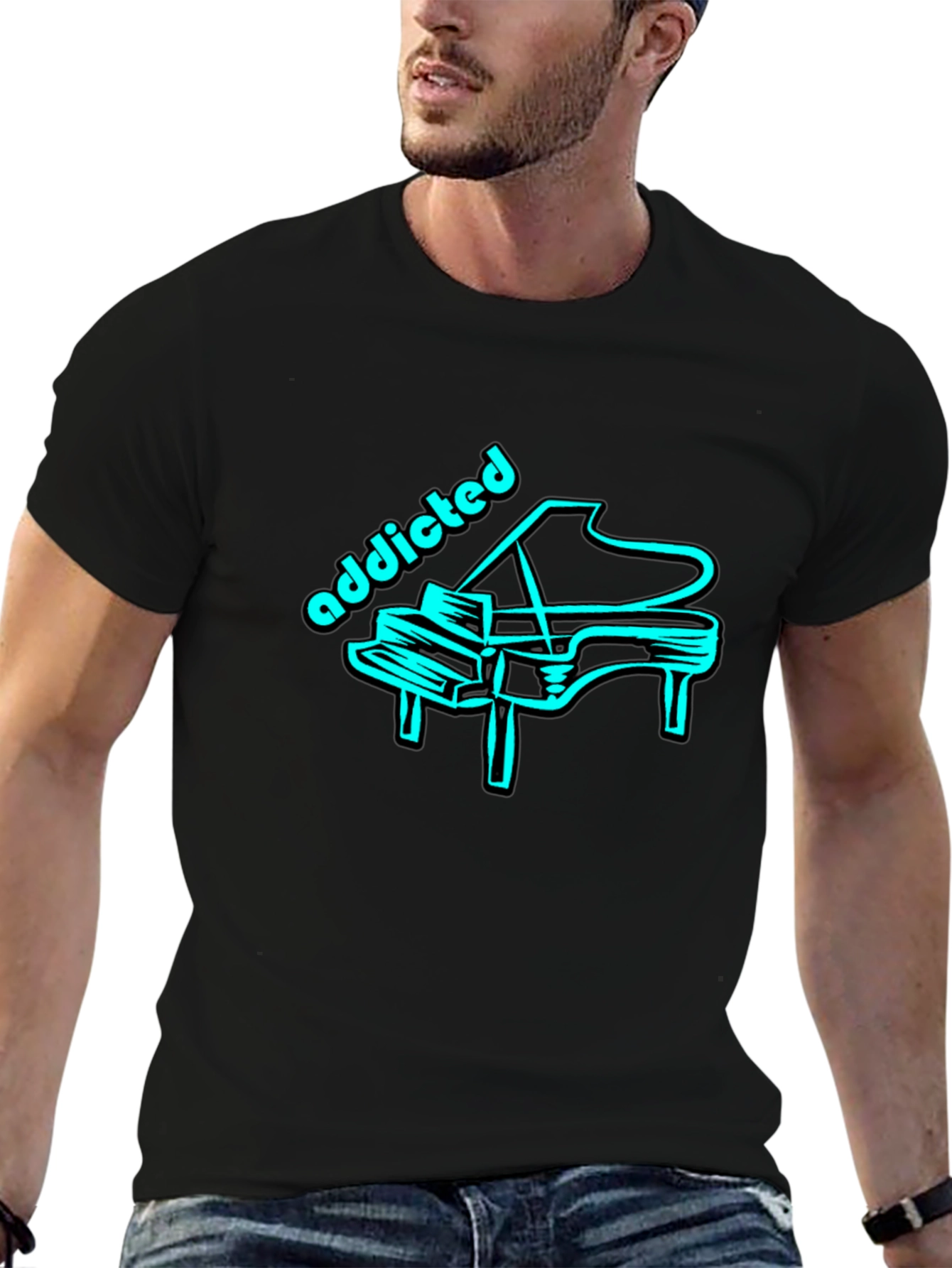 Addicted Piano Tee - Cool Graphic T-Shirt