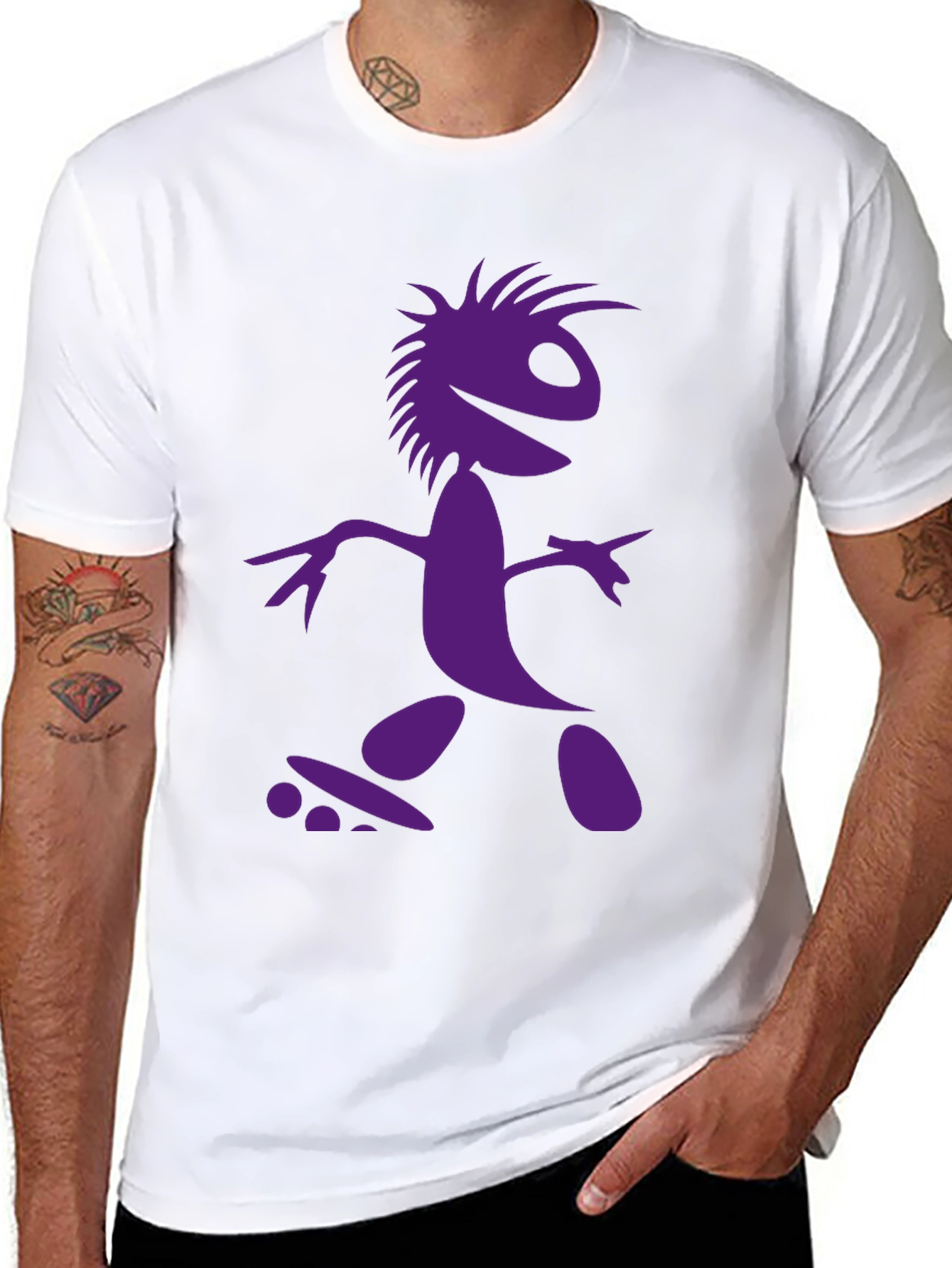 Skateboarding Character Graphic Tee - Black