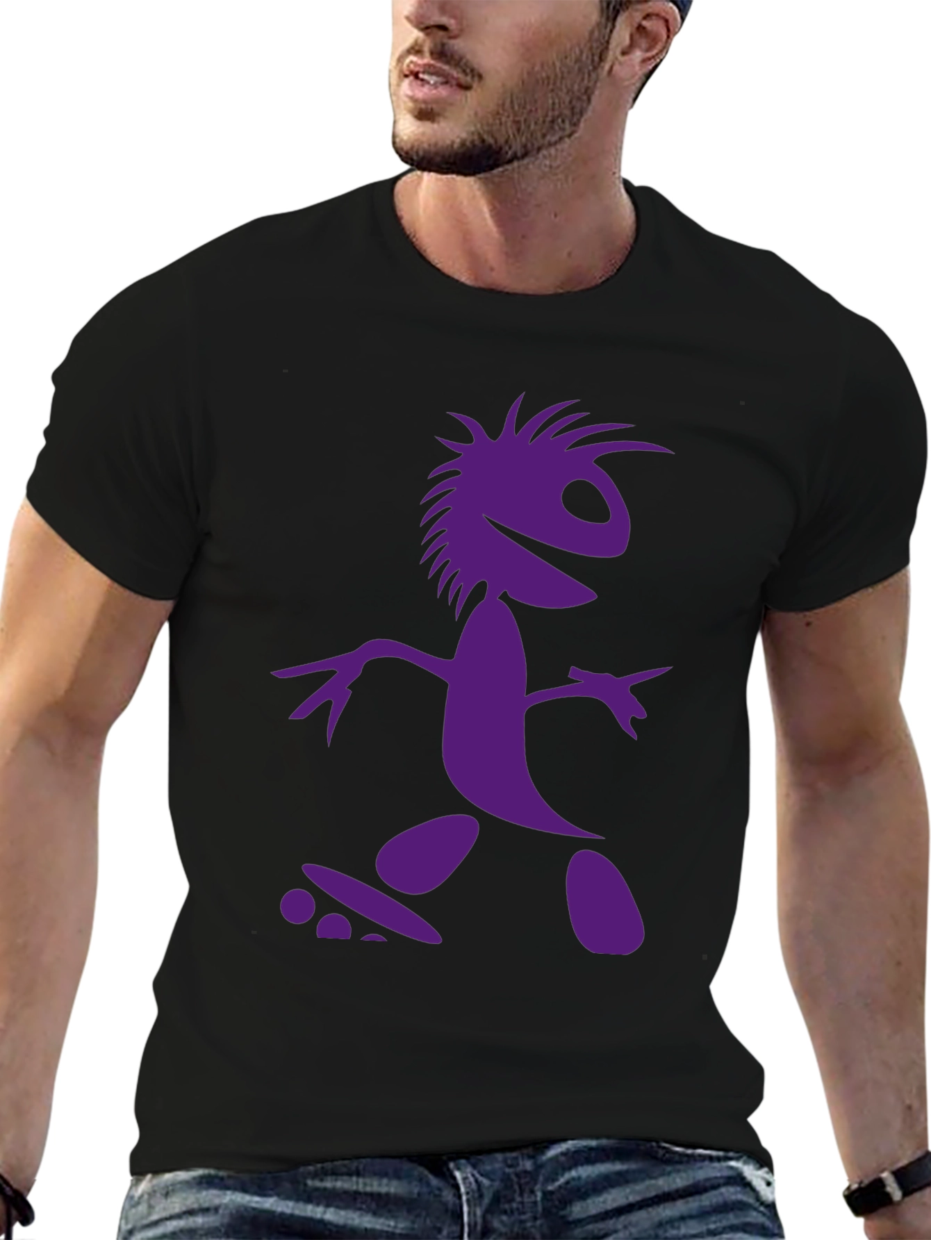 Skateboarding Character Graphic Tee - Black